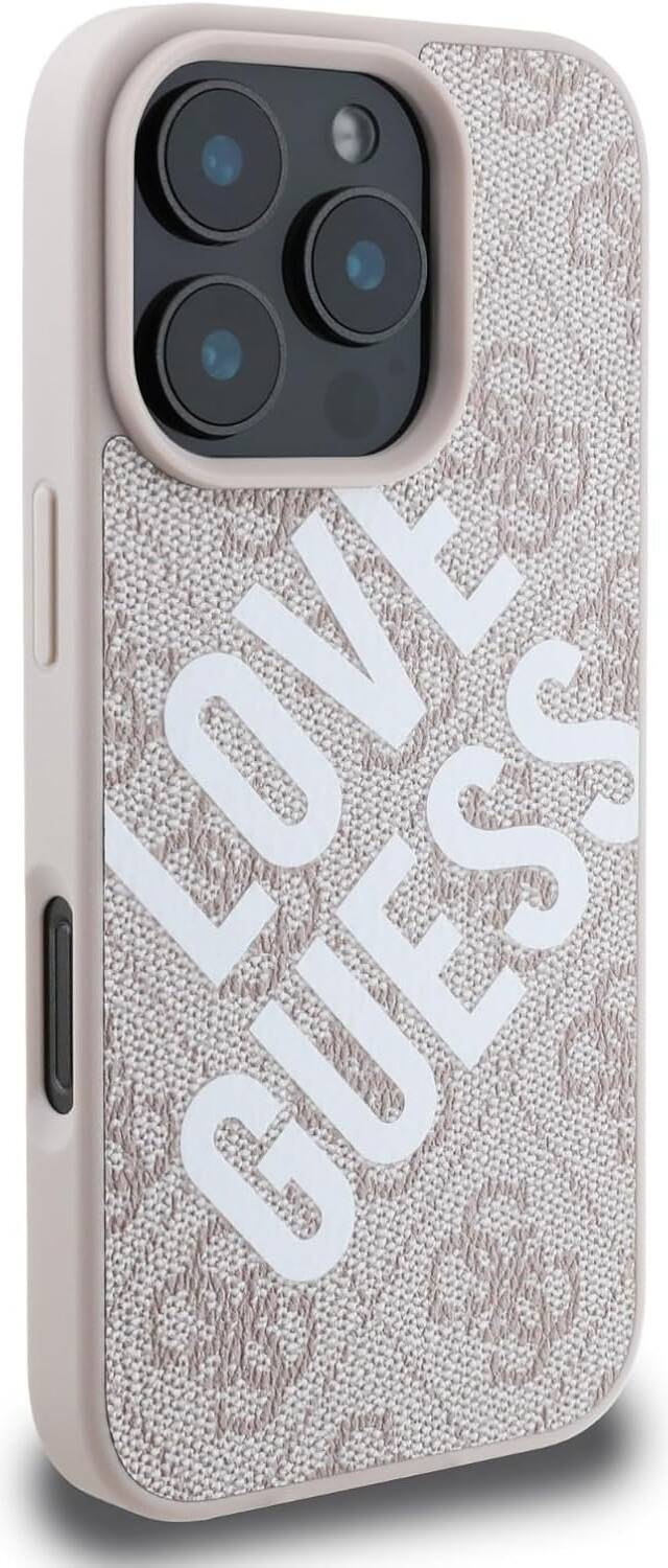 GUESS PU 4G Hard Case with Big Love Logo for iPhone 16 Pro | كفر GUESS بتصميم 4 جي PU وشعار لاف كبير لجهاز ايفون 16 برو