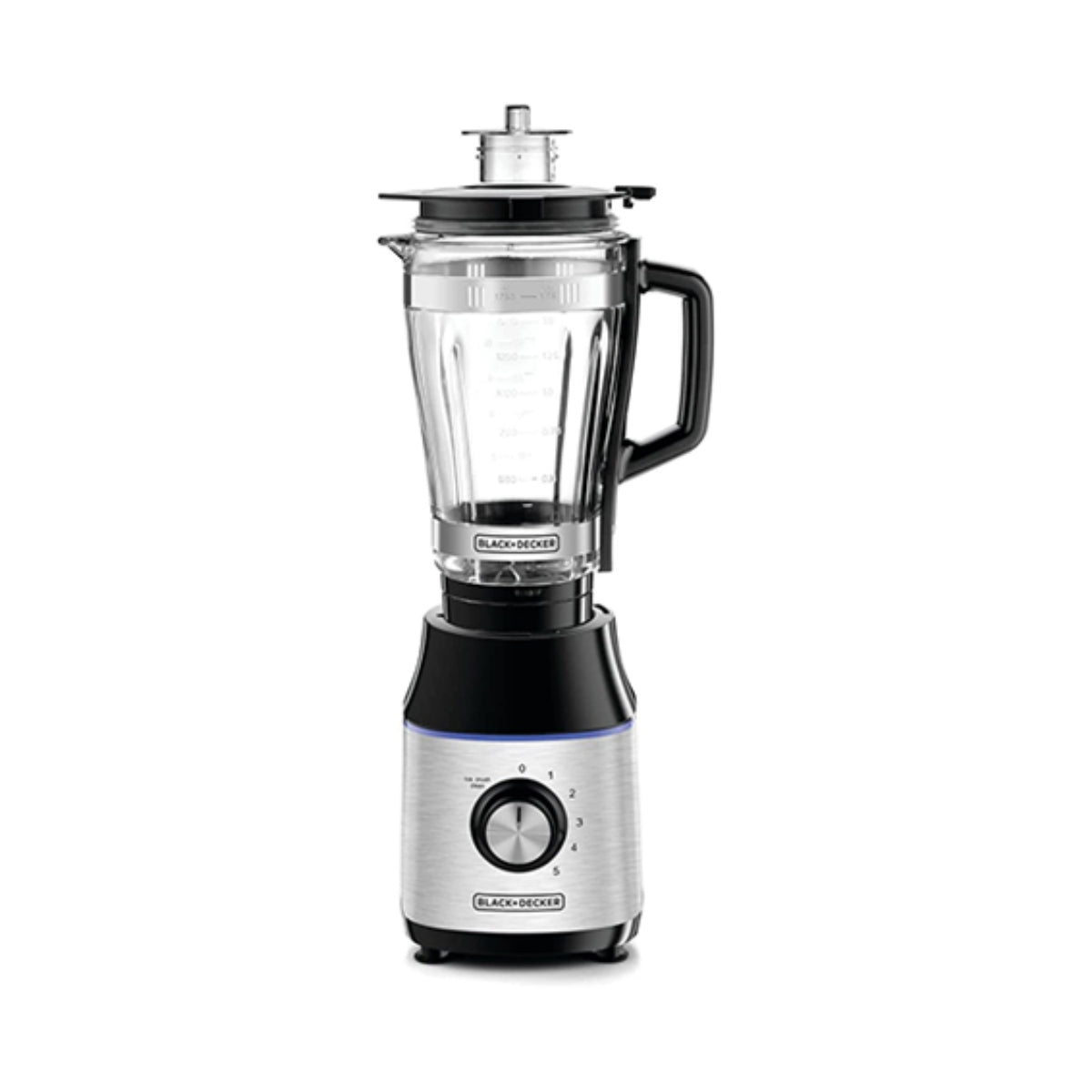 خلاط عالي السرعة بقوة 700 واط مع وعاء زجاجي أسود/فضي من بلاك اند ديكر - Black+Decker 700W High Speed Blender with Black/Silver Glass Bowl