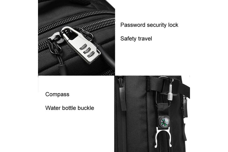 حقيبة ظهر بانجي بسعة كبيرة ضد السرقة ومقاومة للماء - اسود | BANGE Men Large-Capacity Anti-Theft Waterproof Backpack – Black