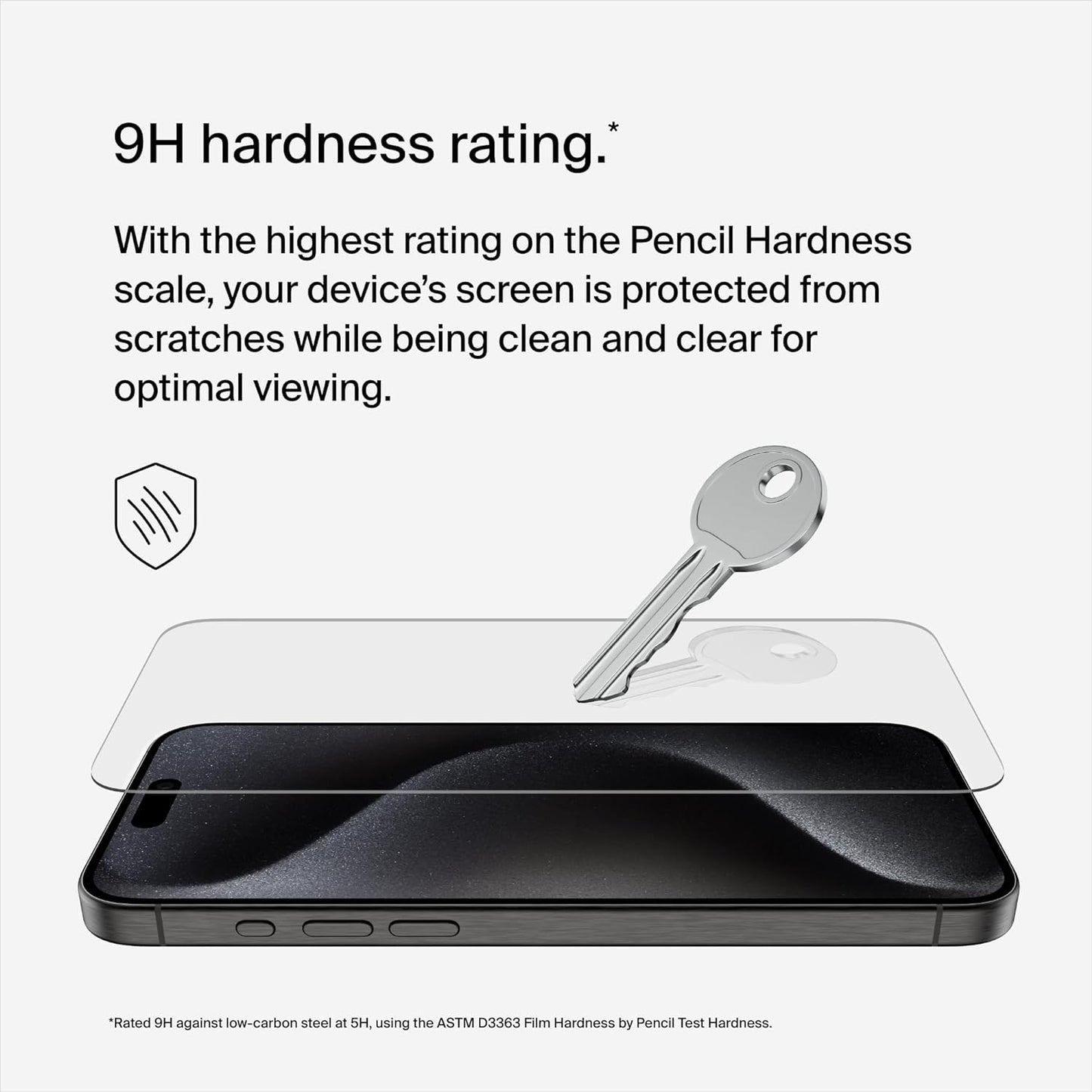 Belkin Screen Force Tempered Glass Treated Screen Protector for iPhone 15 Pro Max - بيلكن شاشة حماية معالج بزجاج مقوى لموبايل ايفون 15 برو ماكس من سكرين فورس