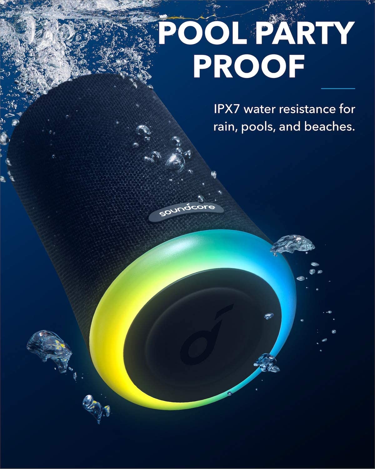 Anker Soundcore Flare Mini Bluetooth Speaker IPX7 Waterproof for Outdoor Parties - مكبر صوت أنكر ساوندكور فلير ميني بلوتوث مقاوم للماء للحفلات الخارجية