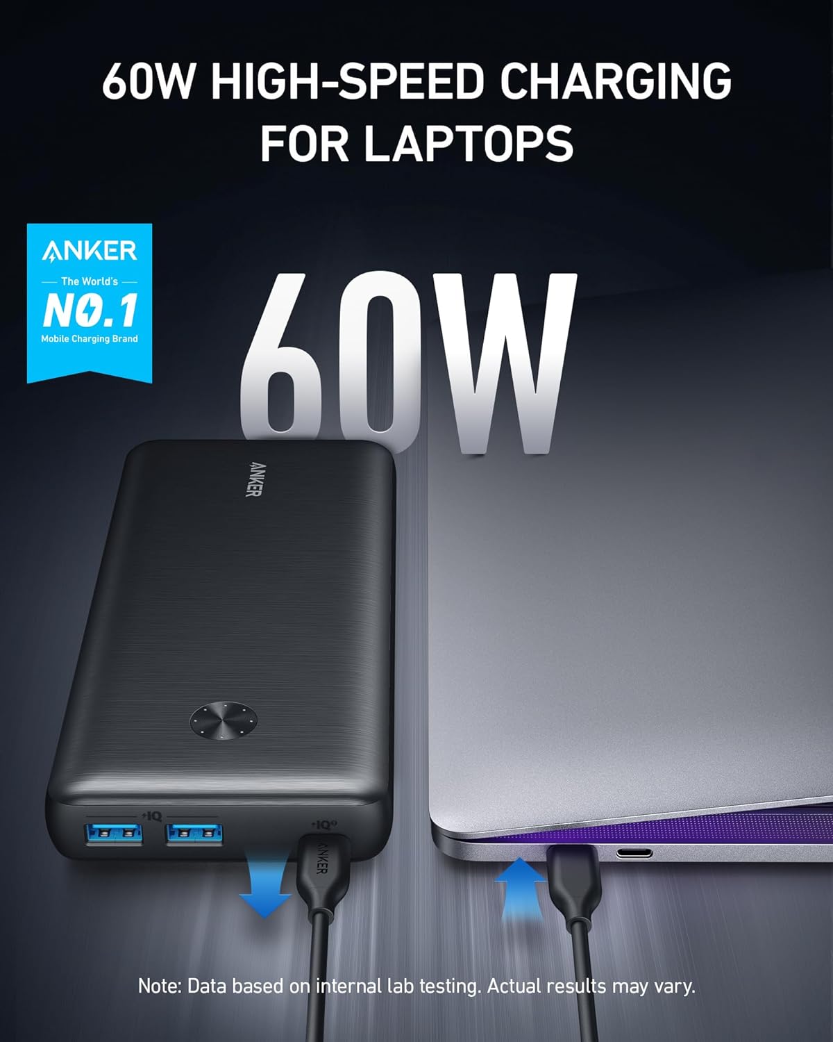 انكر 737 باور بانك باور كور 3 ايليت 25,600 مللي امبير في الساعة كومبو مع شاحن حائط بي دي 65 واط - nker Portable Charger 737 Power Bank (PowerCore III Elite 25,600mAh) Combo with 65W PD Wall Charger