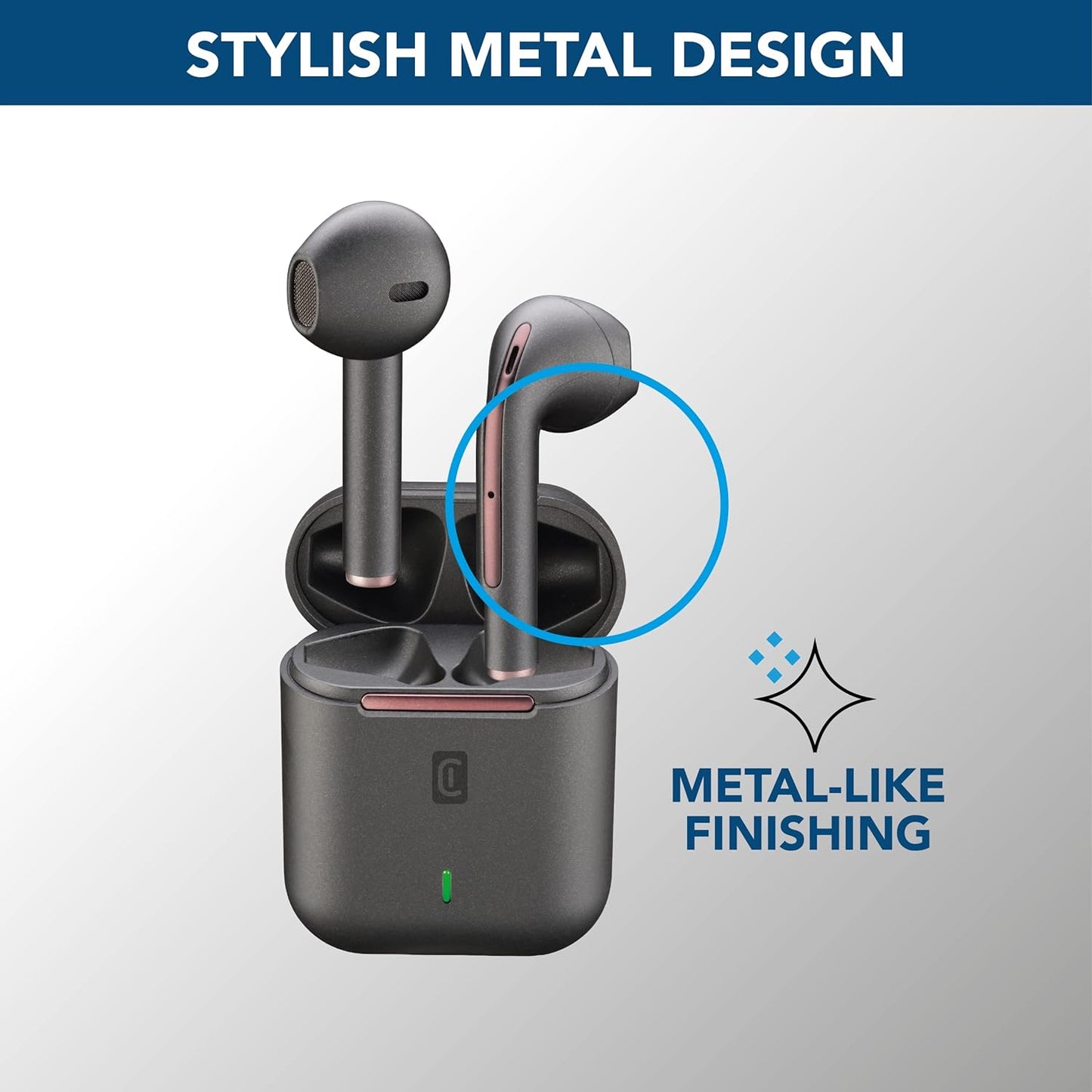 Cellularline Bluetooth 5.0 HiFi Stereo Headphones with Charging Case - سماعات رأس ستيريو بلوتوث 5.0 هاي في مع علبة شحن من سليولارلاين