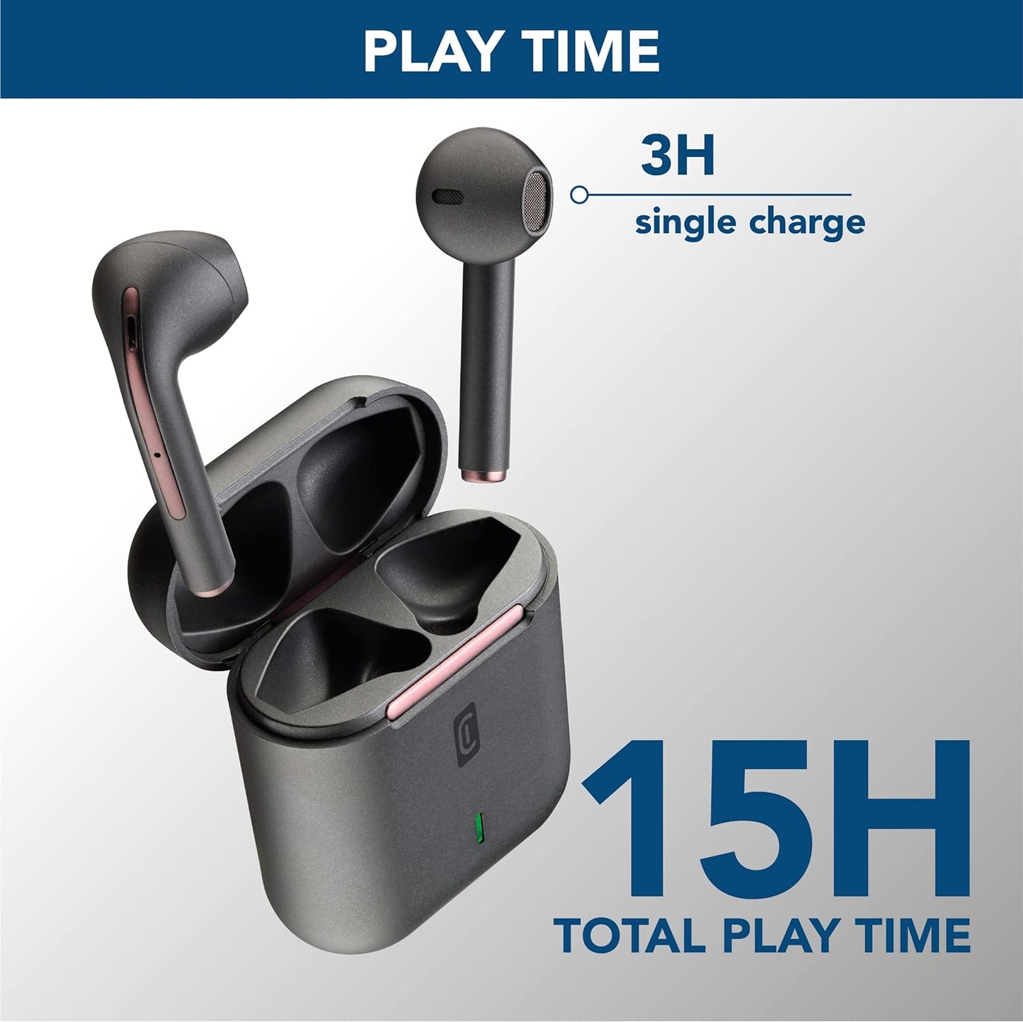 Cellularline Bluetooth 5.0 HiFi Stereo Headphones with Charging Case - سماعات رأس ستيريو بلوتوث 5.0 هاي في مع علبة شحن من سليولارلاين