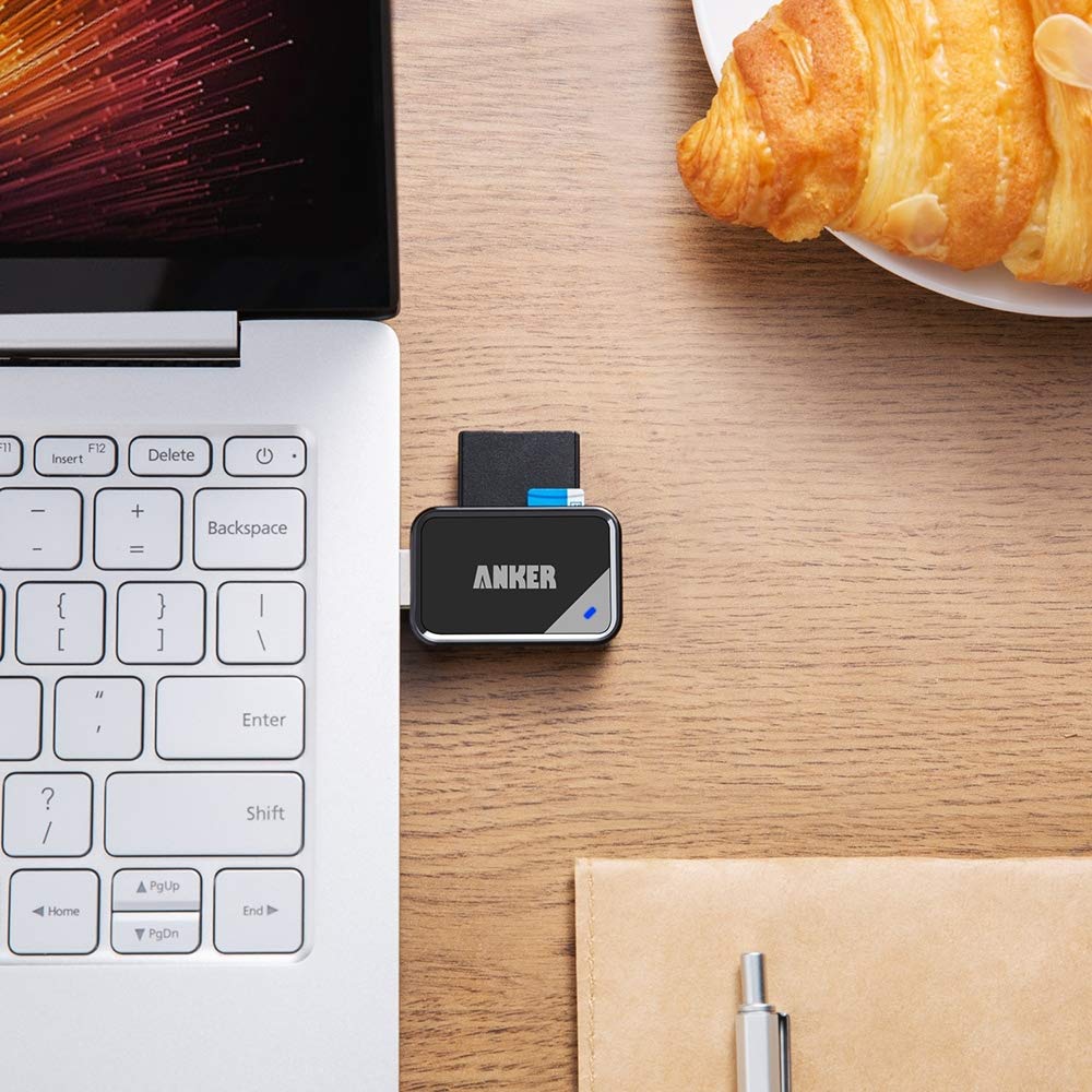 قارئ بطاقات ذاكرة انكر 2 في 1 | Anker 2-in-1 USB 3.0 Memory Card Reader for SD & MicroSD Cards