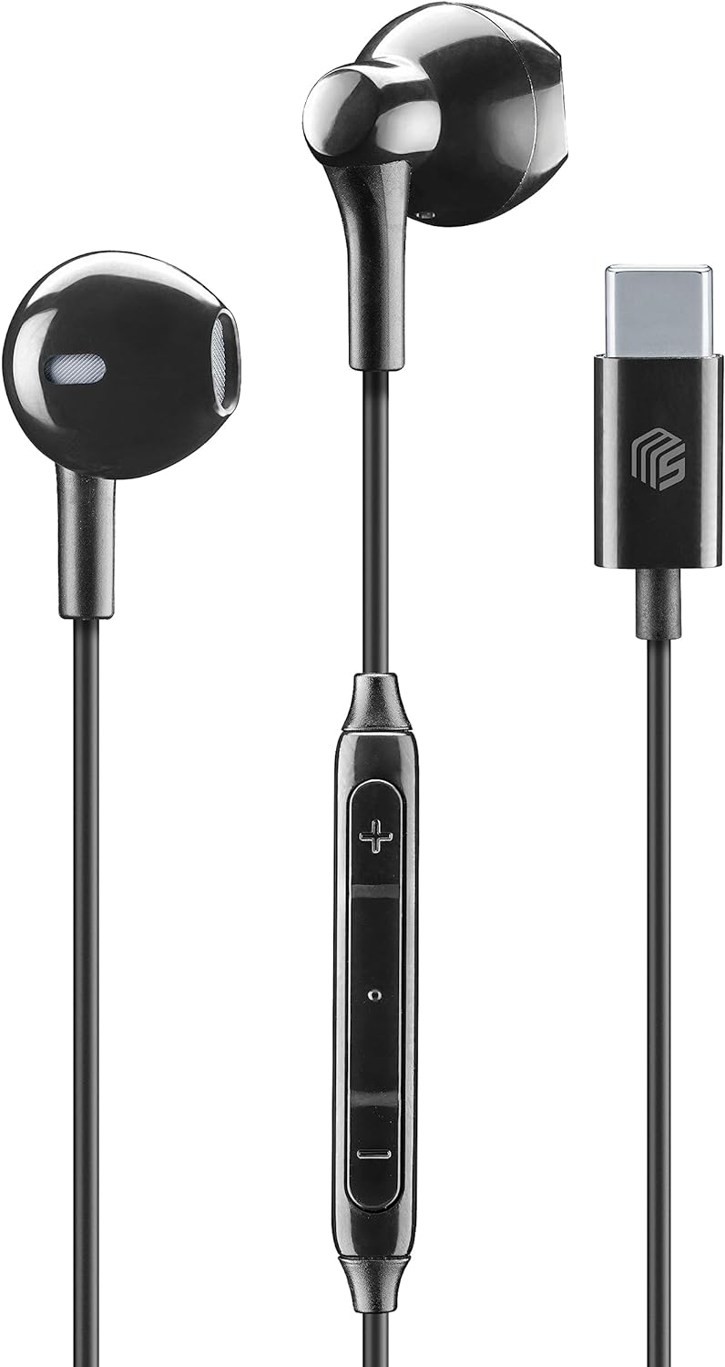 Cellularline Wired Capsule Headphones with Cable and Built-in Microphone USB-C Port - سماعات الرأس السلكية مع مايكرفون من سيليلار لاين