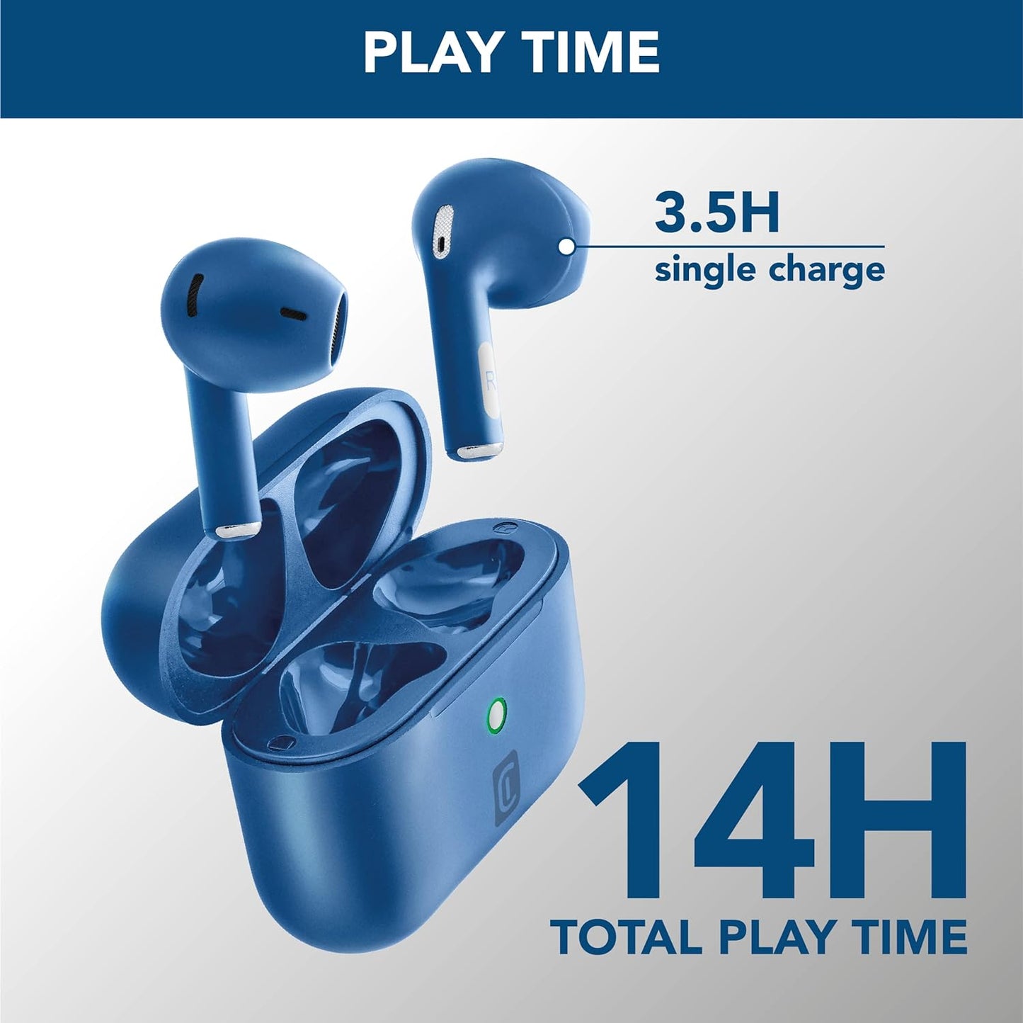 Cellularline CRYSTAL TWS Bluetooth 5.0 Wireless In-Ear Earphones with Charging Case Environment Noise Cancelling - كريستال سماعات أذن بلوتوث مزودة بتقنية إلغاء الضوضاء البيئية من سليولارلاين