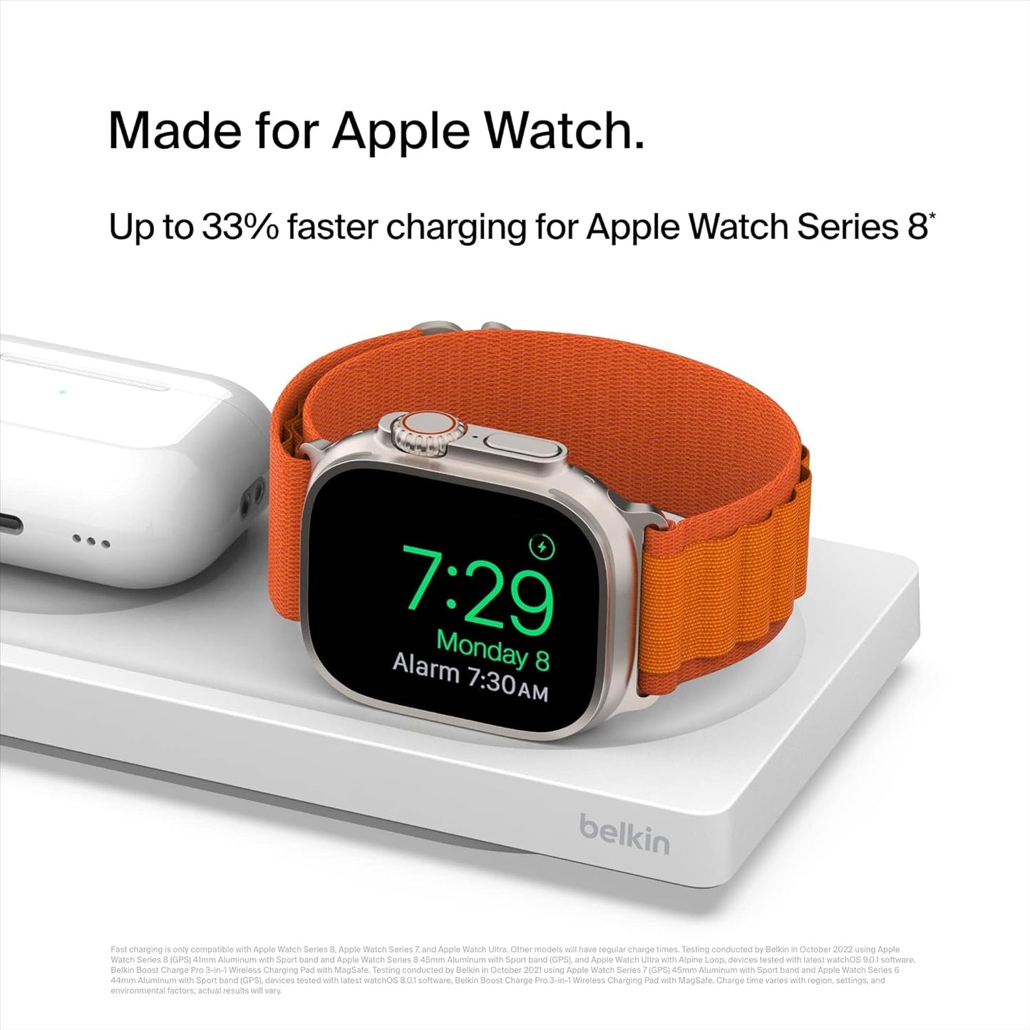 Belkin MagSafe Charger 3 in 1 Wireless Charging Station - شاحن لاسلكي 3 في 1 ماج سيف من بيلكن شحن سريع 15 واط للايفون وابل ووتش