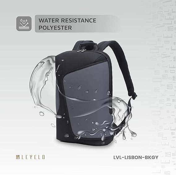 حقيبة ظهر لابتوب ليفيلو لشبونة مقاس 15.6 انش - اسود/رمادي | Levelo Lisbon Carrying Laptop/Universal 15.6” Backpack – Black/Gray