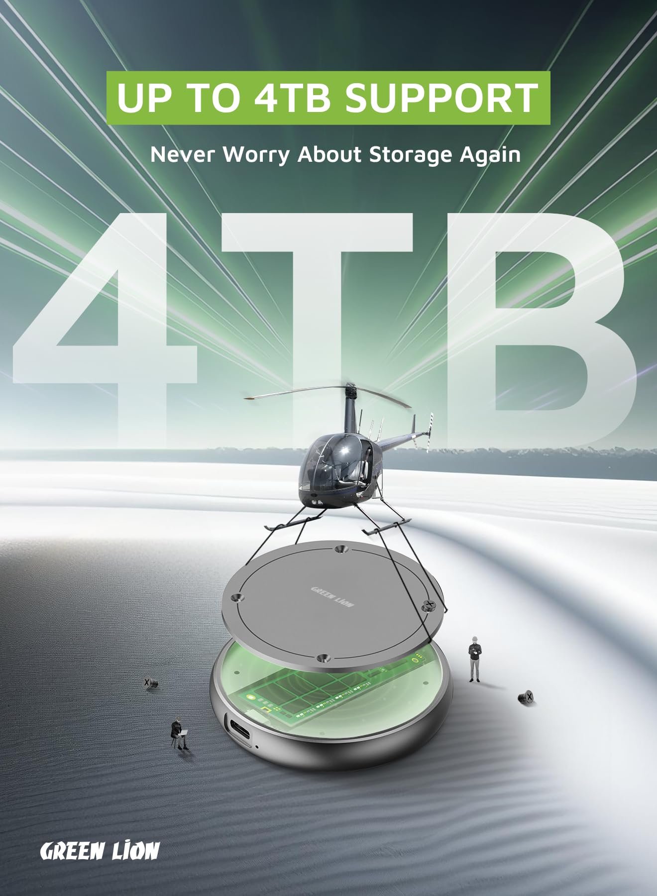 علبة تخزين SSD M.2 NVME مغناطيسية بتقنية ماج سيف من جرين لايون - رمادي | Green Lion MagSafe SSD M.2 NVME SSD Case - Grey