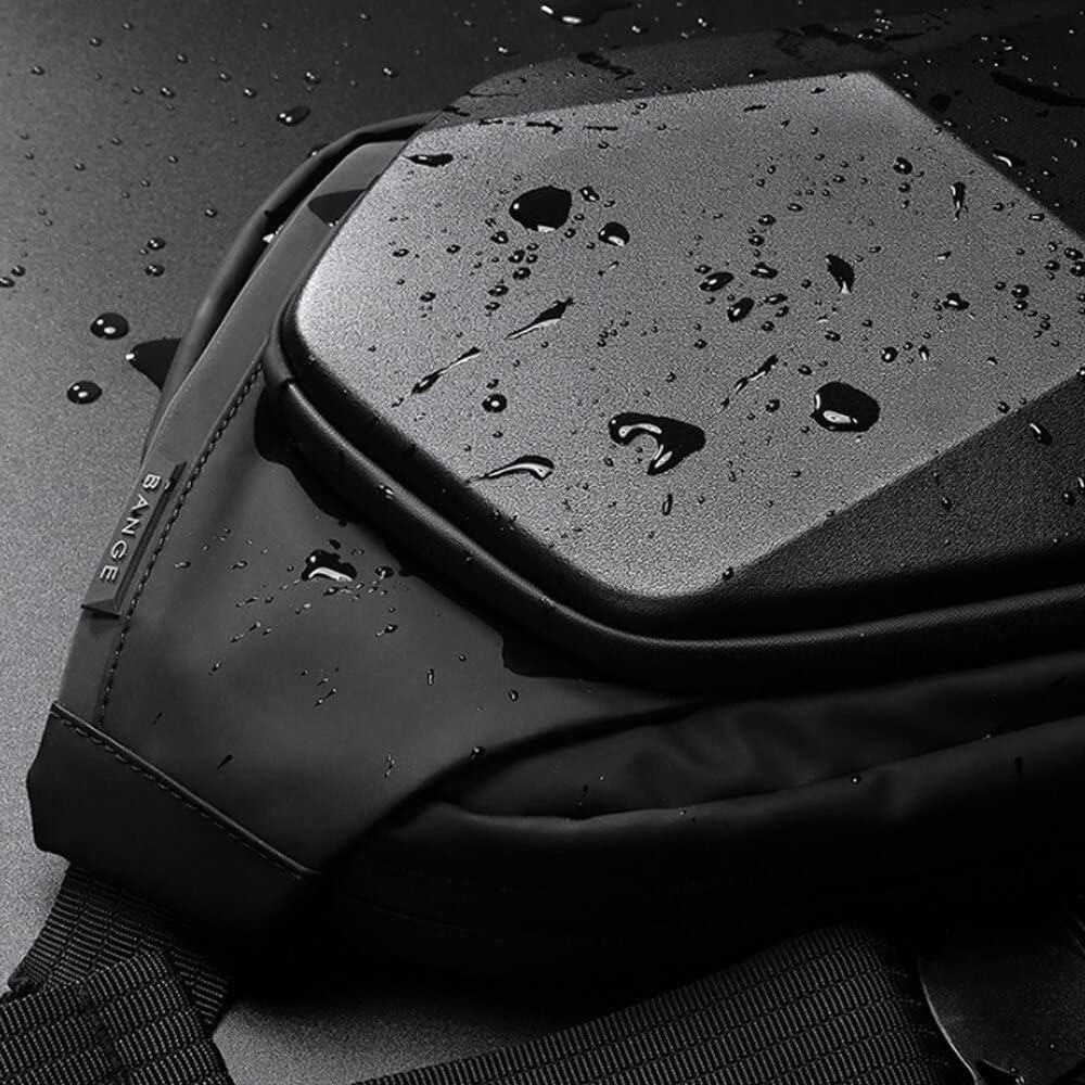 Bange Men Polyhedral Hard Shell Crossbody Chest Bag - Black | حقيبة كتف حول الجسم صلبة متعددة الزوايا للرجال من بانج - اسود