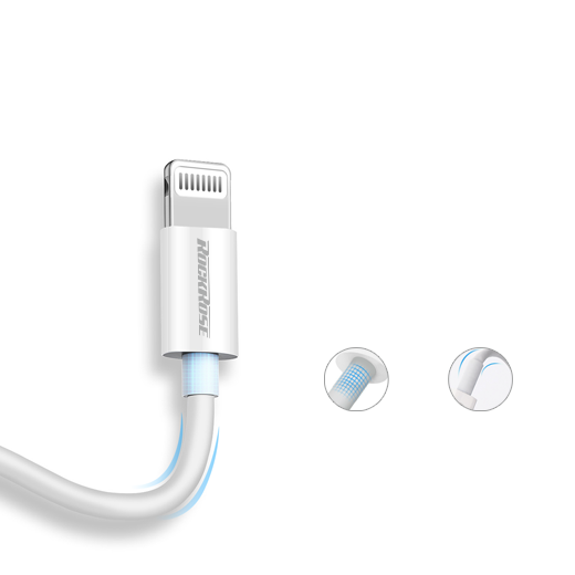 RockRose Ivory AL 1M 2.4A Lightning To USB Charge & Sync Cable - روك روز أيفوري اي أل كابل للشحن و المزامنة بطول 1 متر / 2.4 امبير لايتنينج الى يو اس بي