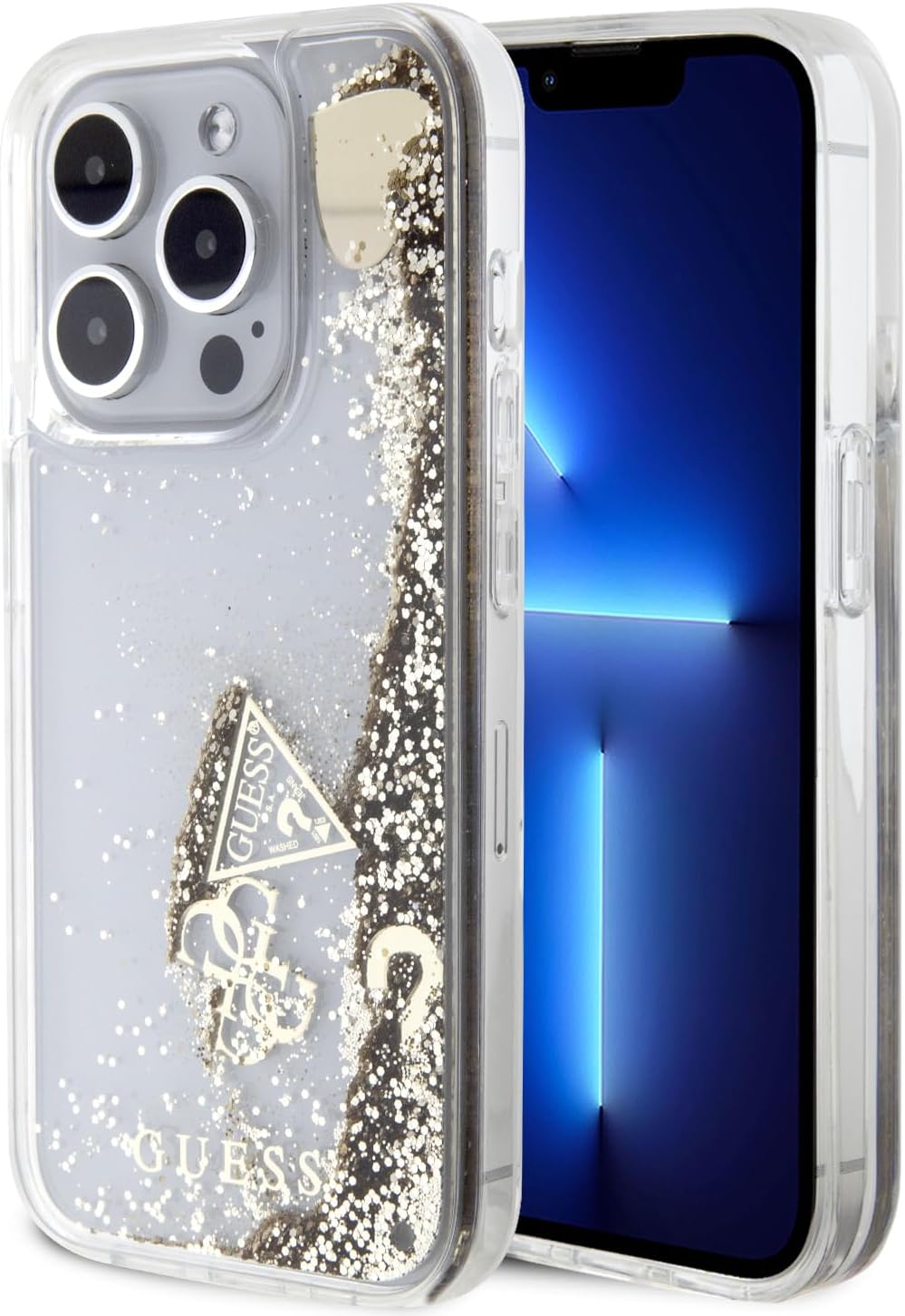 GUESS HC Liquid Glitter Case with Charms Pattern for iPhone 15 Pro Max | كفر Guess لامع سائل بنمط جارمز لجهاز ايفون 15 برو ماكس