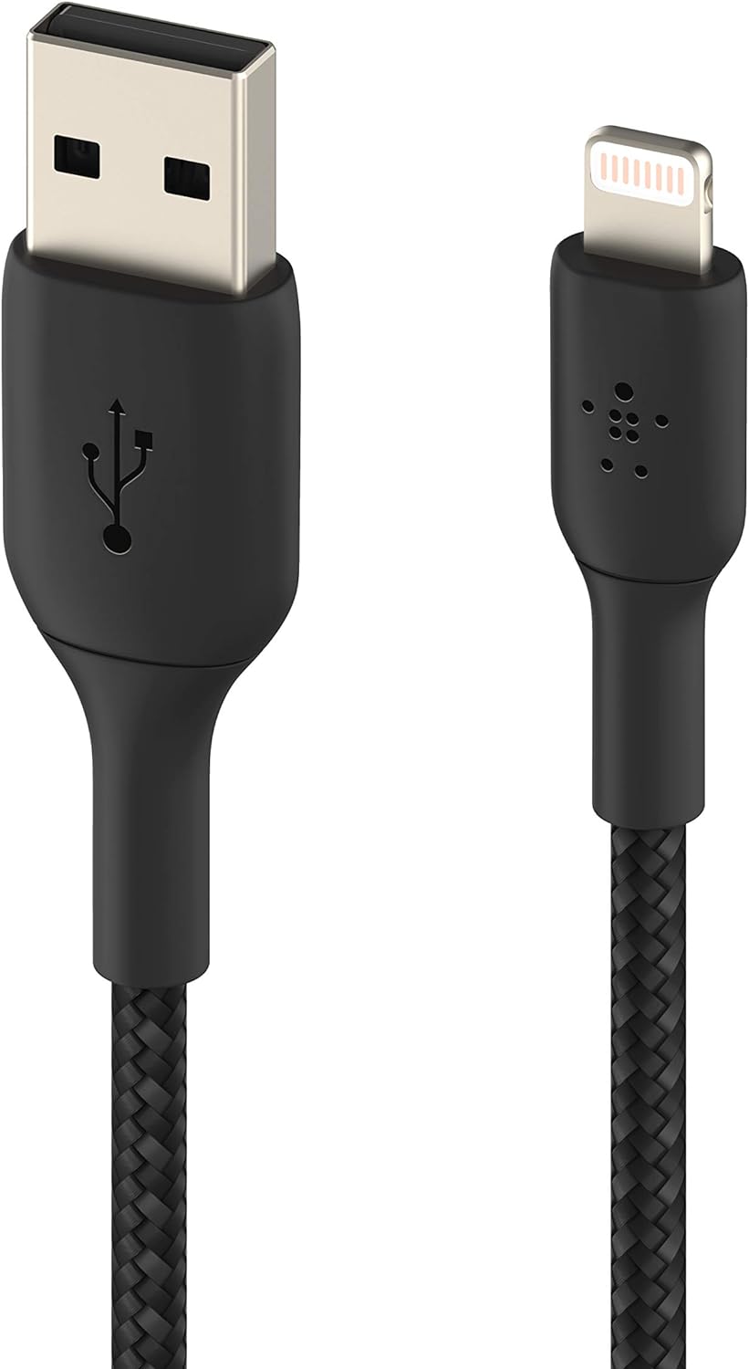 Belkin BoostCharge Braided Lightning to USB-A Cable 1M - كابل بيلكين بوست تشارج لايتنينج إلى يو اس بي أ بطول 1 متر