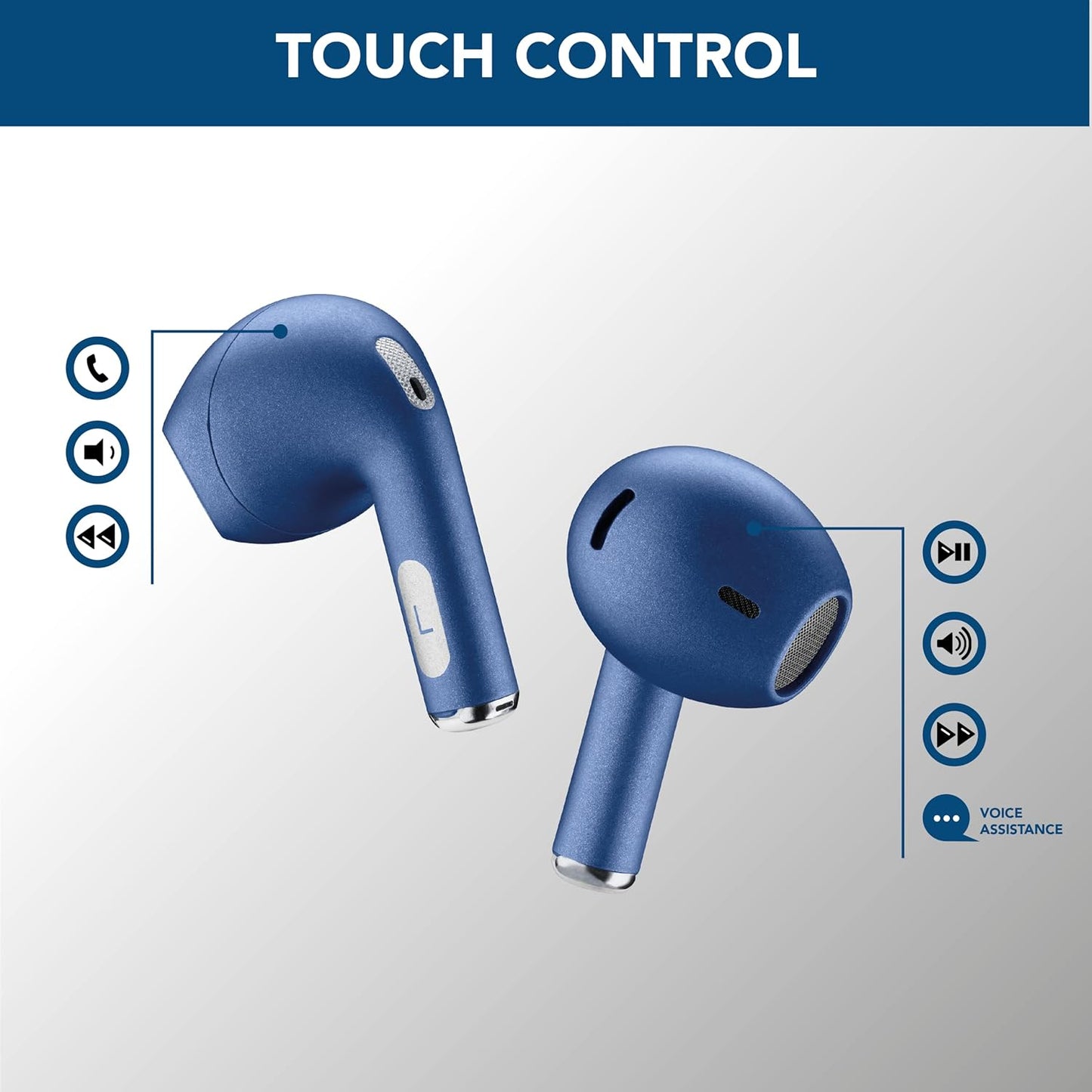 Cellularline CRYSTAL TWS Bluetooth 5.0 Wireless In-Ear Earphones with Charging Case Environment Noise Cancelling - كريستال سماعات أذن بلوتوث مزودة بتقنية إلغاء الضوضاء البيئية من سليولارلاين