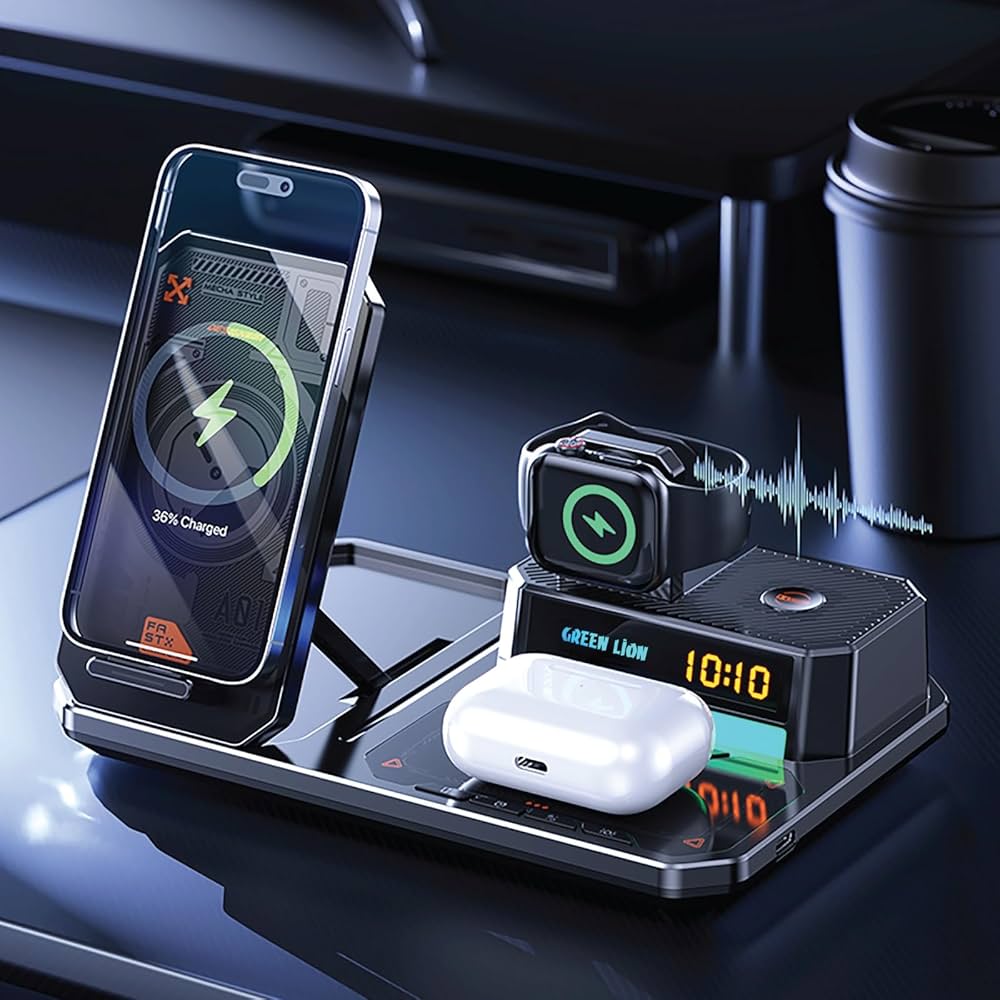شاحن لاسلكي جرين لايون 6 في 1 متعدد الوظائف | Green Lion 6 in 1 Multifunctional Wireless Charger