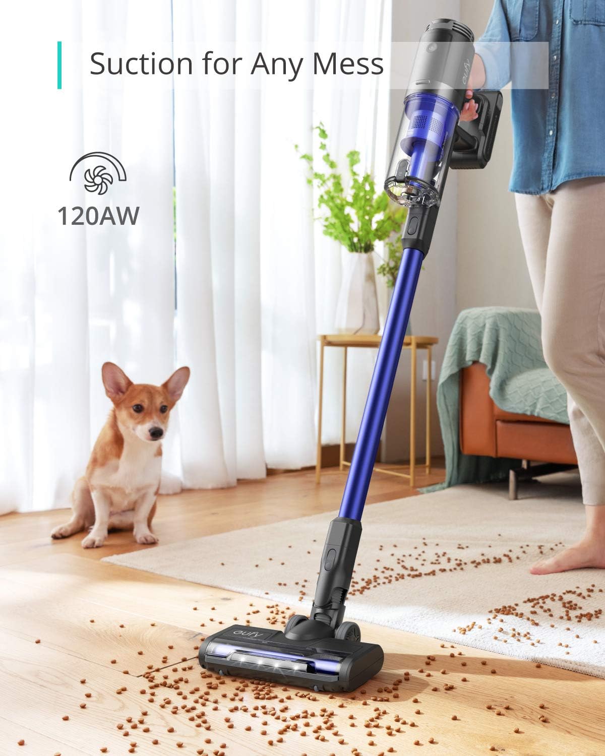 مكنسة كهربائية انكر يوفي هومفاك جو اللاسلكية خفيفة الوزن بقوة شفط 120 واط | Eufy by Anker HomeVac S11 Go Cordless Stick Vacuum Cleaner Cordless 120W
