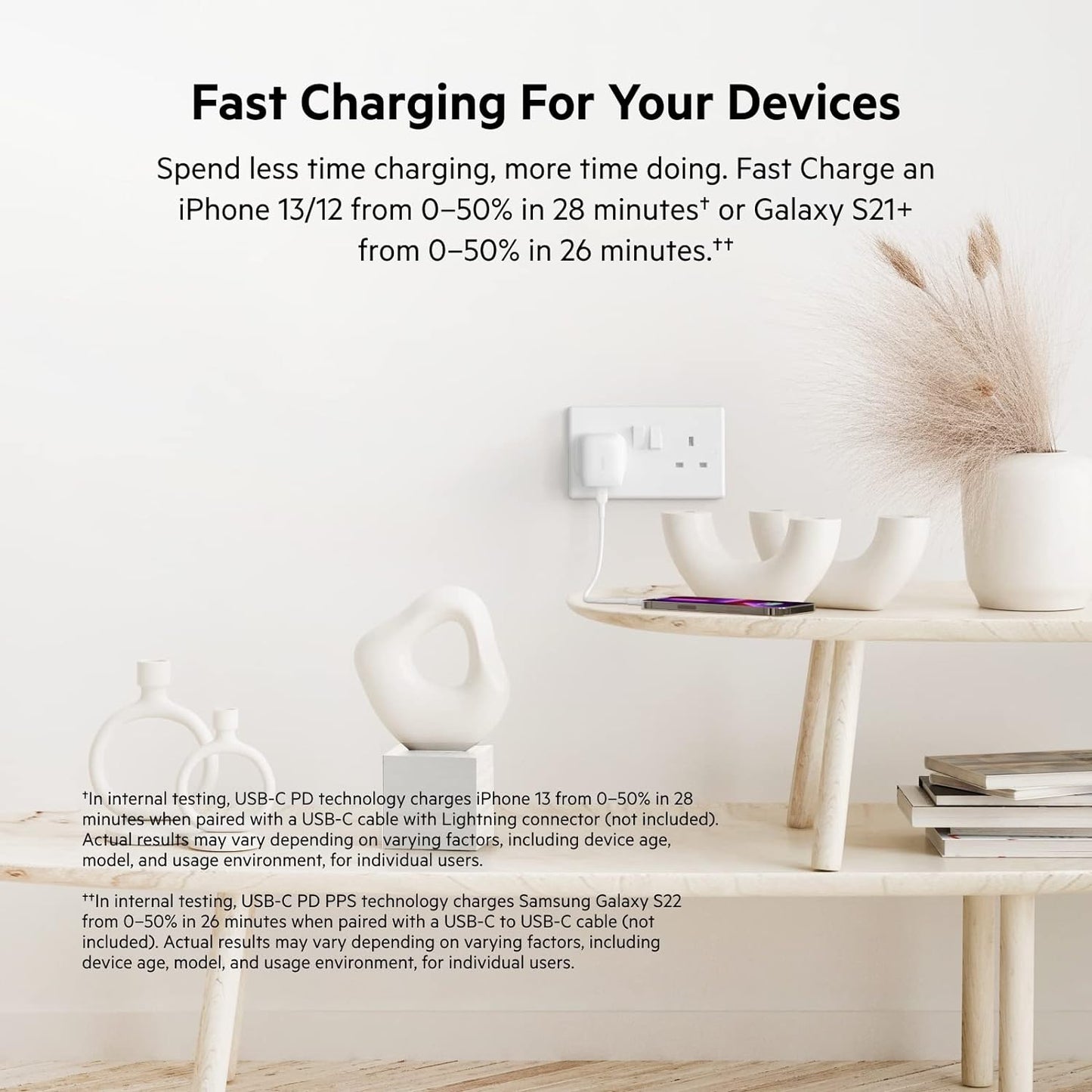 Belkin BoostCharge USB-C Wall Charger 20W USB-C Cable with Lightning Connector - شاحن جداري يو اس بي سي بوست شارجر بقوة 20 واط مع كابل يو اس بي سي إلى موصل لايتننج من بيلكن