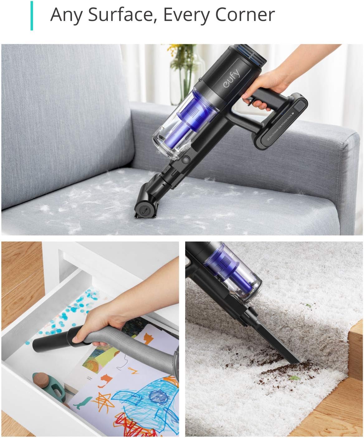 مكنسة كهربائية انكر يوفي هومفاك جو اللاسلكية خفيفة الوزن بقوة شفط 120 واط | Eufy by Anker HomeVac S11 Go Cordless Stick Vacuum Cleaner Cordless 120W