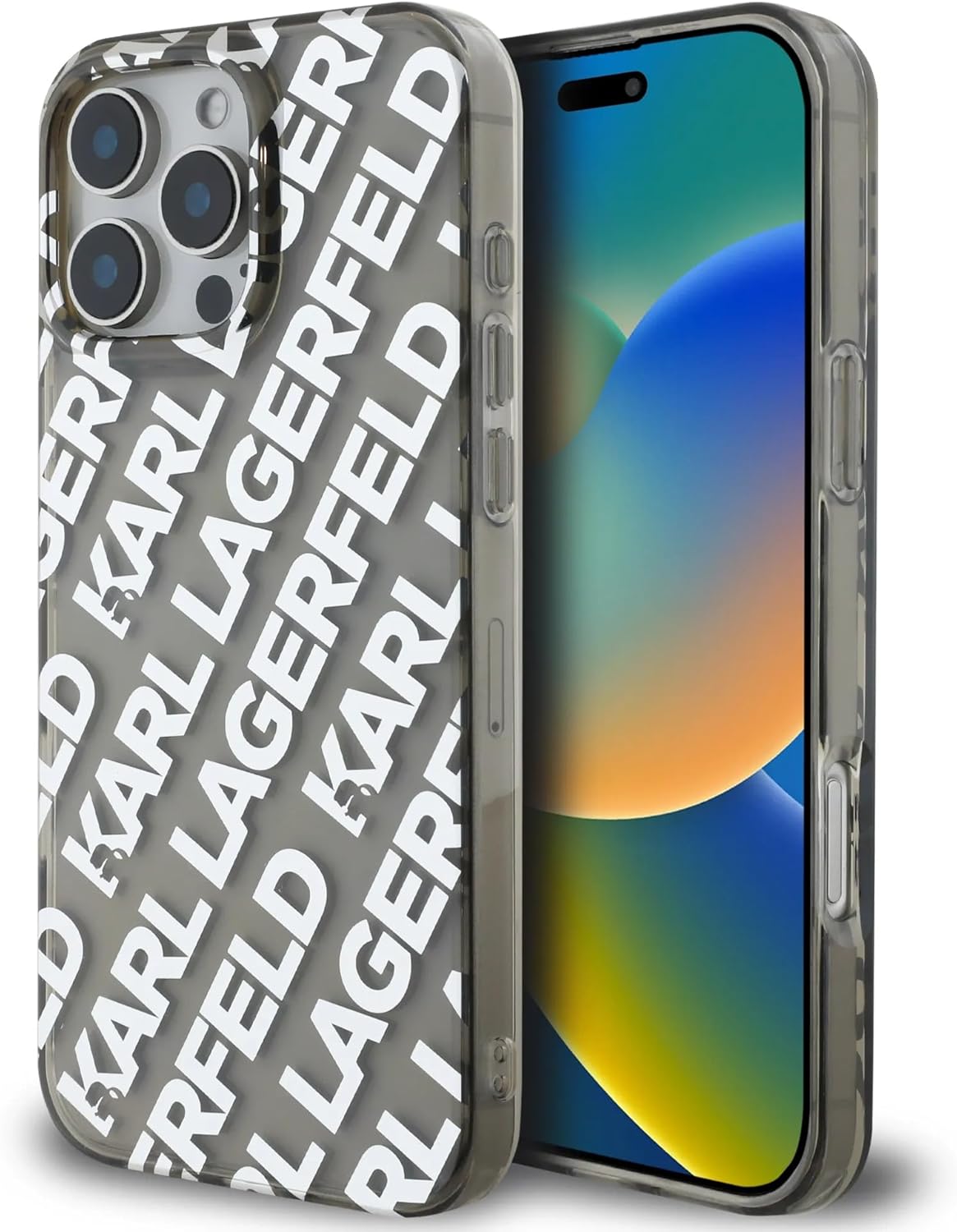 Karl Lagerfeld IML Electroplated Repeated Logo Case for iPhone 16 Pro Max – Silver | كفر كارل لاغرفيلد بشعار مكرر مطلي لهاتف ايفون 16 برو ماكس - سلفر