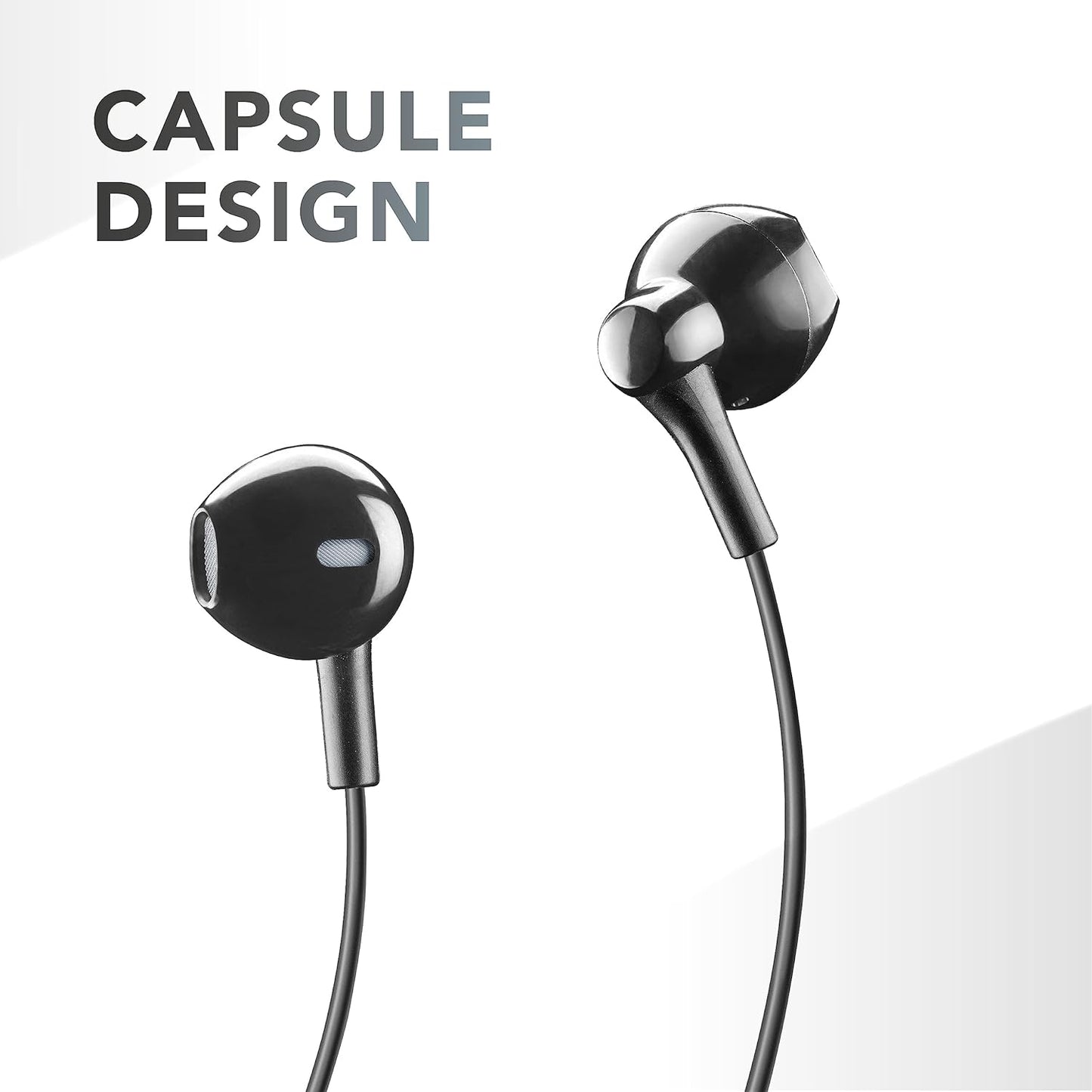 Cellularline Wired Capsule Headphones with Cable and Built-in Microphone USB-C Port - سماعات الرأس السلكية مع مايكرفون من سيليلار لاين