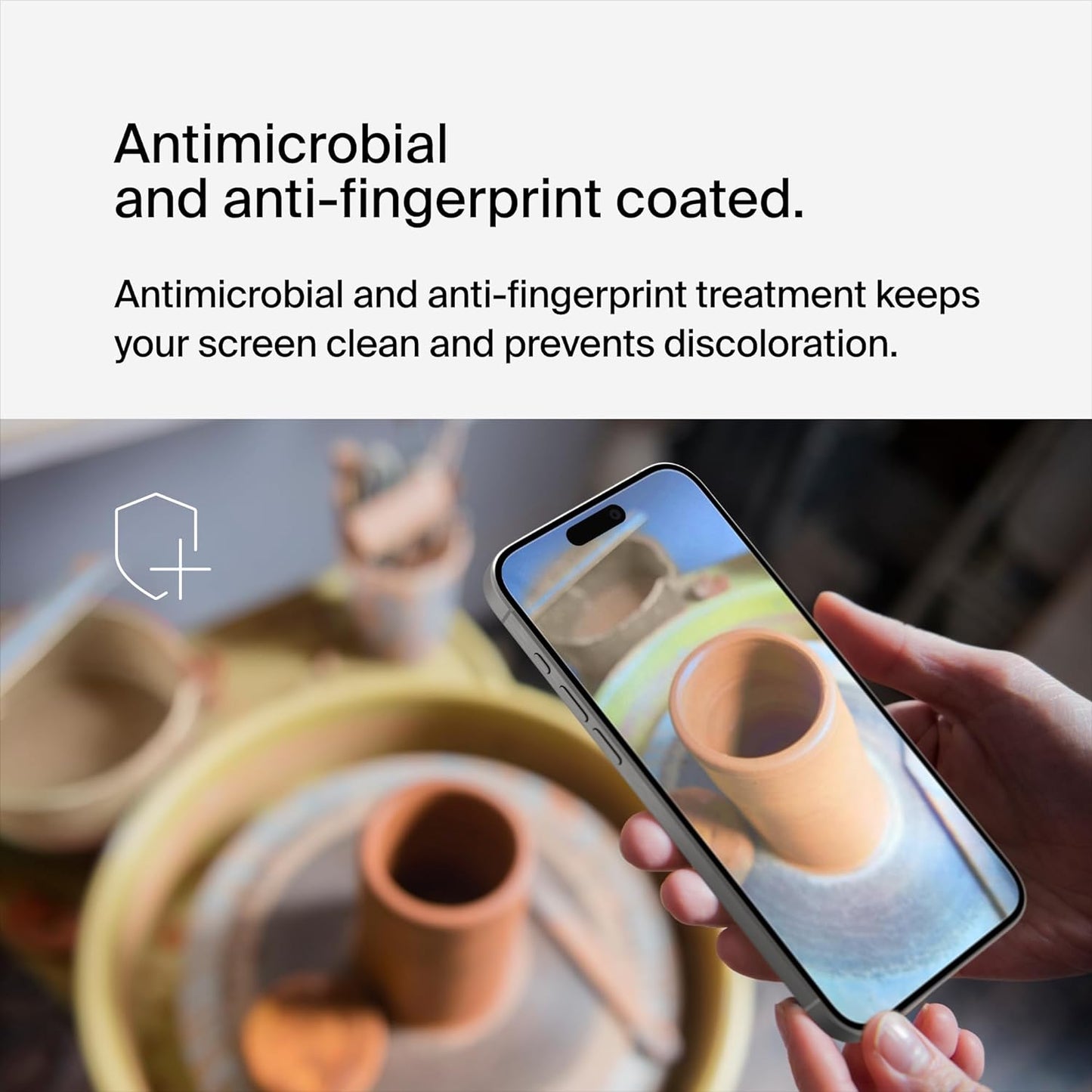 Belkin Screen Force Tempered Glass Treated Screen Protector for iPhone 15 Pro Max - بيلكن شاشة حماية معالج بزجاج مقوى لموبايل ايفون 15 برو ماكس من سكرين فورس