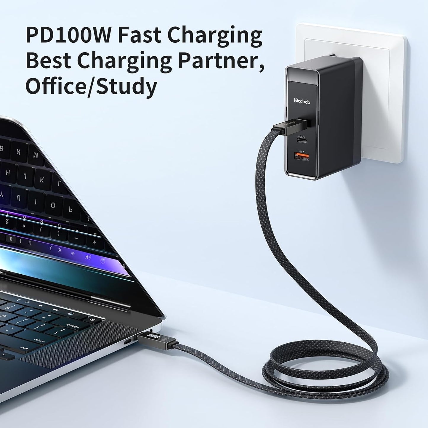 ماB C Cableكدودو كيبل يو اس بي سي شاشة عرض ايقاع جديدة من يو اس بي سي الى يو اس بي سي كيبل شحن سريع 100 واط 4 قدم 5 امبير - Mcdodo US New Rhythm Screen Display USB C to USB C Cable 100W 4ft 5A Fast Charging