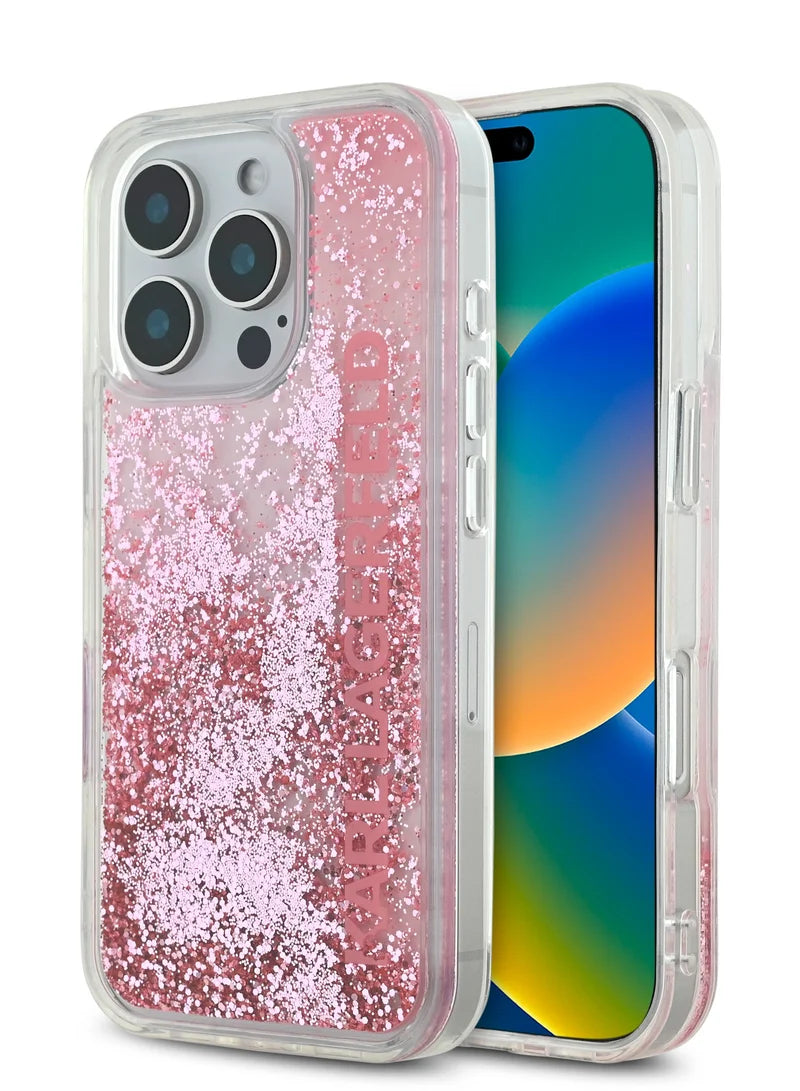 Karl Lagerfeld Liquid Glitter Gradient Hard Case for iPhone 16 Pro Max | غطاء كارل لاغرفيلد بلمعة سائلة وتدرج لوني لهاتف ايفون 16 برو ماكس