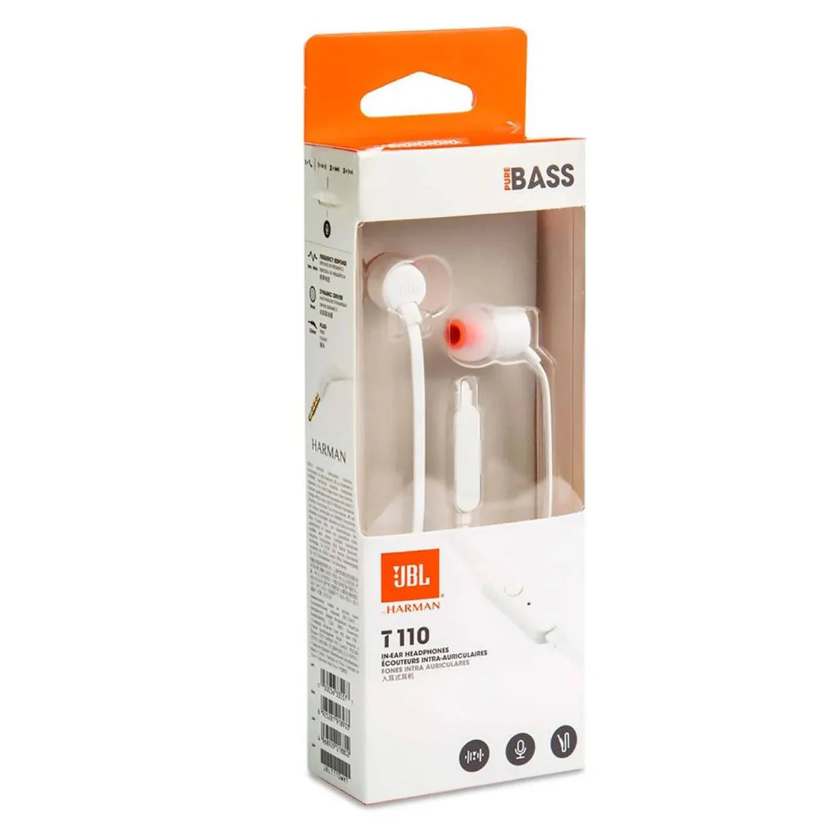 JBL T110 In-Ear Headphones with Pure Bass Sound & Mic – Wired 3.5mm | سماعات جي بي ال T110 داخل الاذن بصوت بيس نقي ومايكروفون - سلكية 3.5 ملم