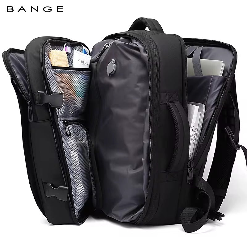 حقيبة ظهر بانجي مقاومة للماء مع مضخة هواء وقفل TSA - اسود | Bange Waterproof Backpack with Air Pump and TSA Lock – Black