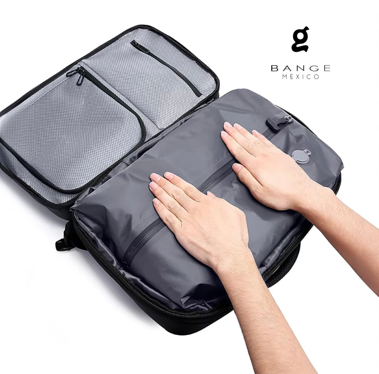 حقيبة ظهر بانجي مقاومة للماء مع مضخة هواء وقفل TSA - اسود | Bange Waterproof Backpack with Air Pump and TSA Lock – Black