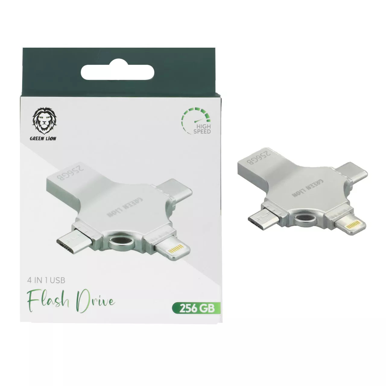 ذاكرة تخزين جرين لايون 4 في 1 | Green Lion 4-in-1 USB Flash Drive