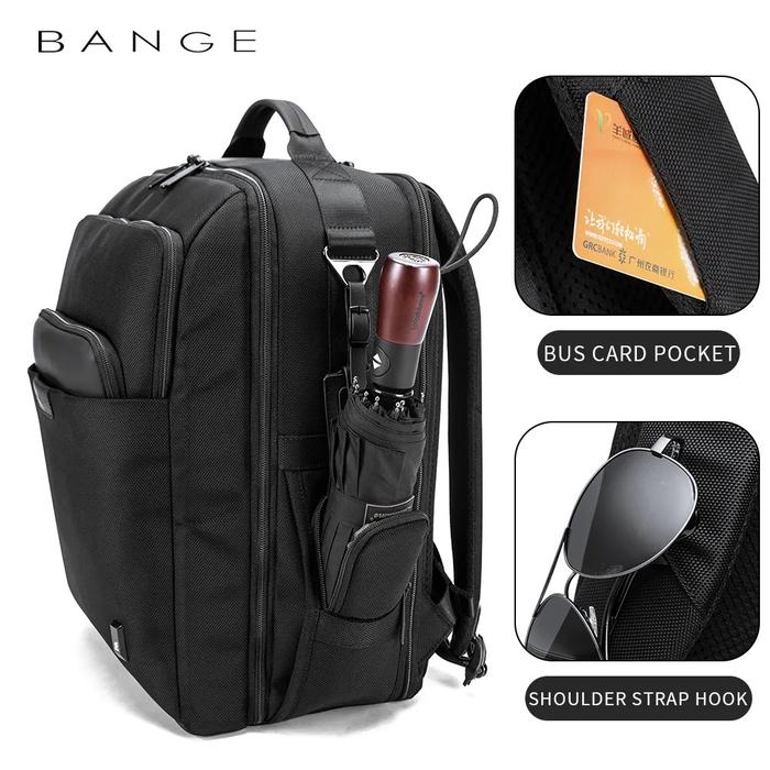 حقيبة ظهر بانجي للاعمال والسفر ضد الماء مع حجرة لابتوب - اسود | BANGE Business Shoulders Bag Waterproof Travel Computer Backpack – Black