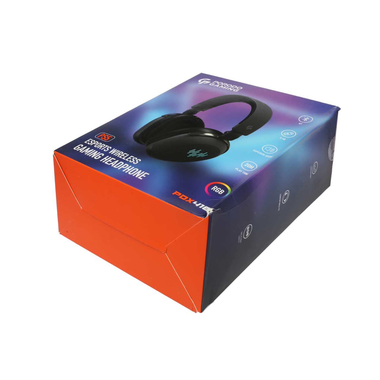 سماعة الالعاب اللاسلكية PDX416 E-Sports من بورودو جيمنج بااضائة RGB - رمادي | Porodo Gaming PDX416 E-Sports Wireless RGB Gaming Headphone - Gray