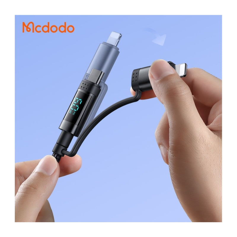 كيبل مكدودو 4 في 1, يو اس بي اي - يو اس بي سي الى يو اس بي سي - لايتننغ بقدرة 60 واط وطول 1.2 متر | Mcdodo 4-in-1 60W USB-C-USB-A to USB-C-Lightning Travel Cable 1.2m