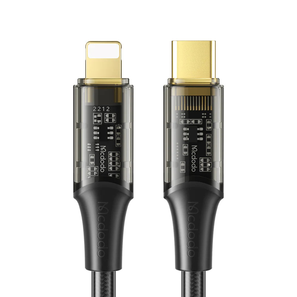 Mcdodo Type-C to Lightning 36W Transparent Data Cable - مكدودو تايب سي إلى لايتننغ 36واط كابل بيانات شفاف