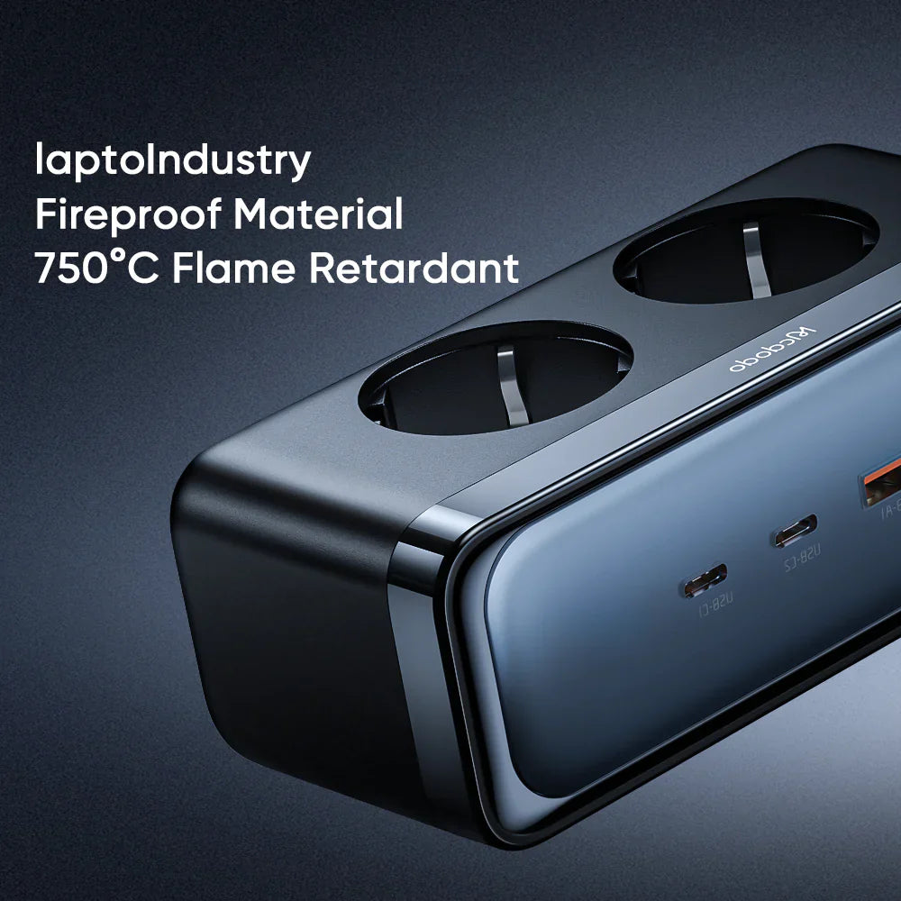 Mcdodo 6 in 1 70W GaN Lightning Protection Power Strip - شاحن ماكدودو 6 في 1 70 وات للحماية من الصواعق قابس الاتحاد الأوروبي