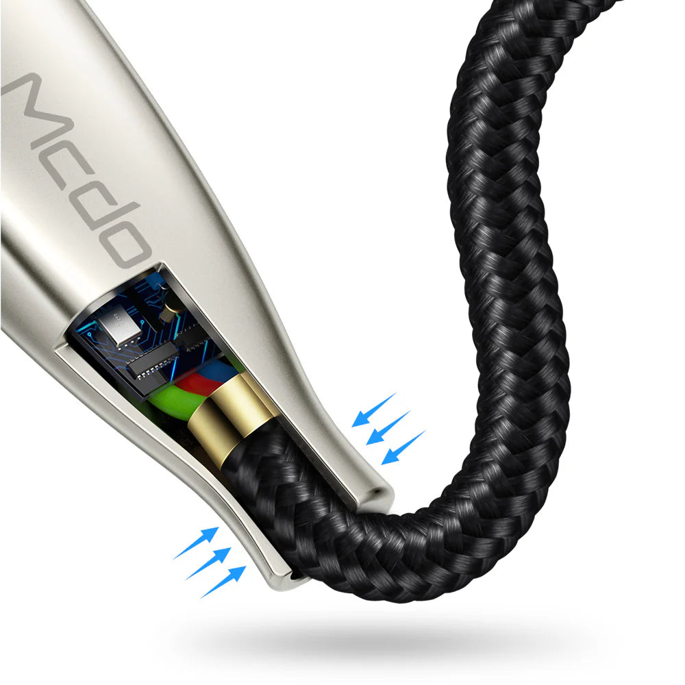 Mcdodo Lightning Data Cable USB Data Cable LED Display Fast Quick Charge Cable - كيبل بيانات ماكدودو لايتنينج مع ضوء ليد بطول 1.2 متر