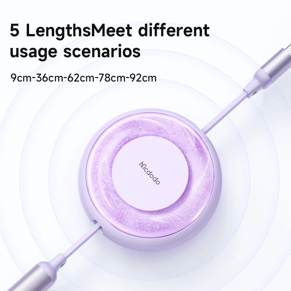 Mcdodo Stars 66W/6A Multi Charging Cable Retractable Coiled Multi Charging Cable 3 in 1 - مكدودو كيبل شحن متعدد 66 واط/6 امبير من ستارز، كيبل شحن متعدد ملفوف قابل للسحب 3 في 1