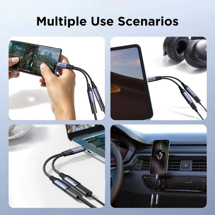محول صوت جويرووم 2 في 1 من تايب سي إلى تايب سي المزدوج | JOYROOM 2 in 1 Audio Adapter Type C to Dual Type C