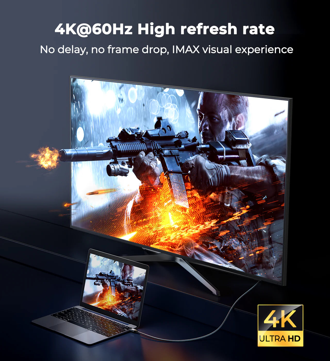 JOYROOM SY-20H1 2m HDMI to HDMI Cable- كابل جويروم HDMI إلى HDMI بطول 2 متر لنقل الصوت والصورة