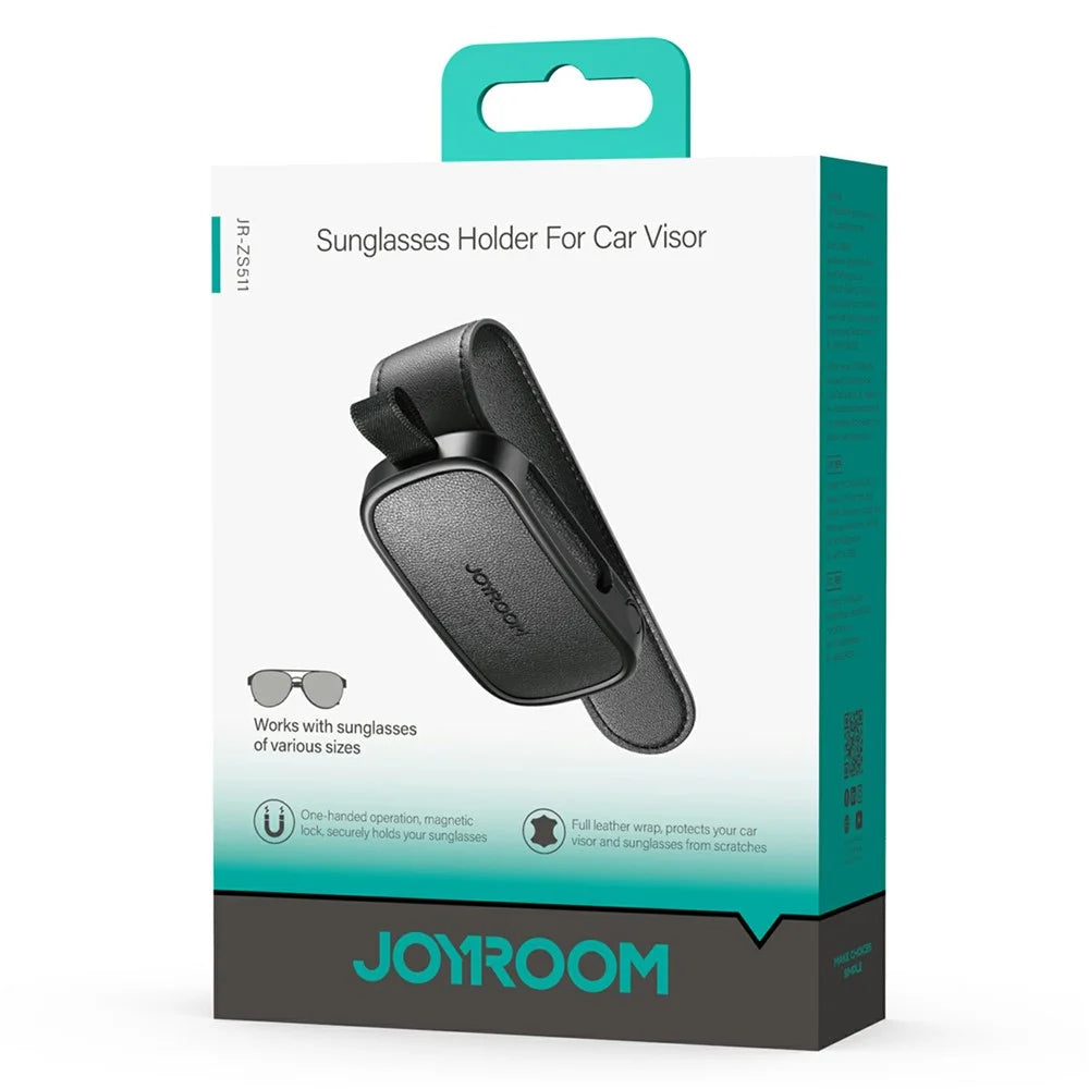 مشبك نظارات جويرووم JR-ZS511 مغناطيسي للسيارة بتشغيل يد واحدة - اسود | JOYROOM JR-ZS511 Magnetic One-Hand Car Visor Sunglasses Holder Clip – Black