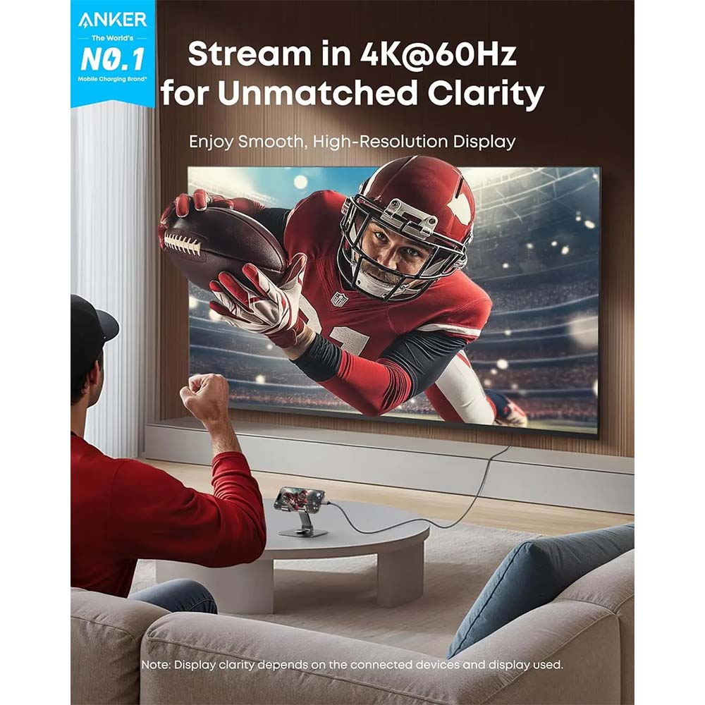 كيبل انكر نانو يو اس بي سي الى اج دي ام اي بدقة 4K, بطول 1.8م | Anker Nano USB-C to HDMI Cable 6ft, 4K@60Hz