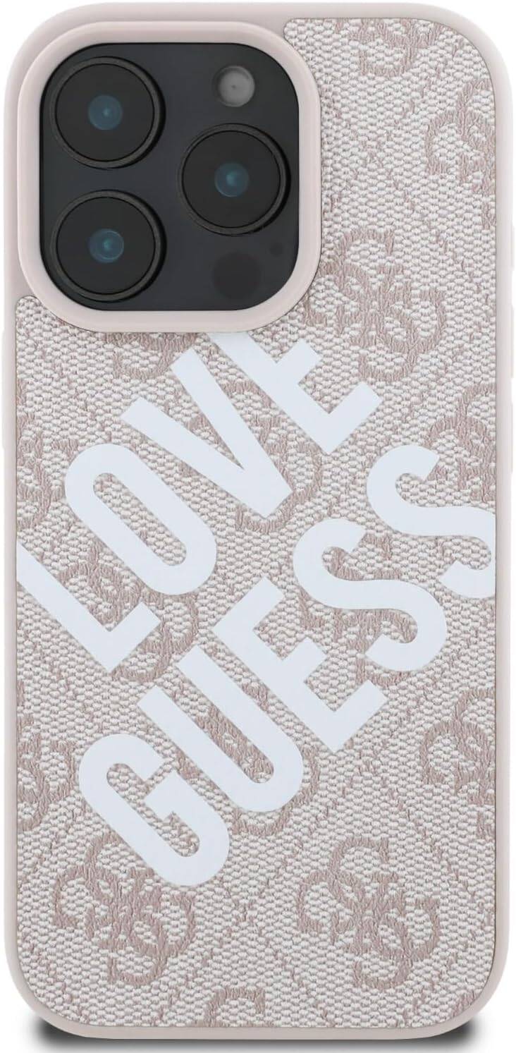 GUESS PU 4G Hard Case with Big Love Logo for iPhone 16 Pro | كفر GUESS بتصميم 4 جي PU وشعار لاف كبير لجهاز ايفون 16 برو
