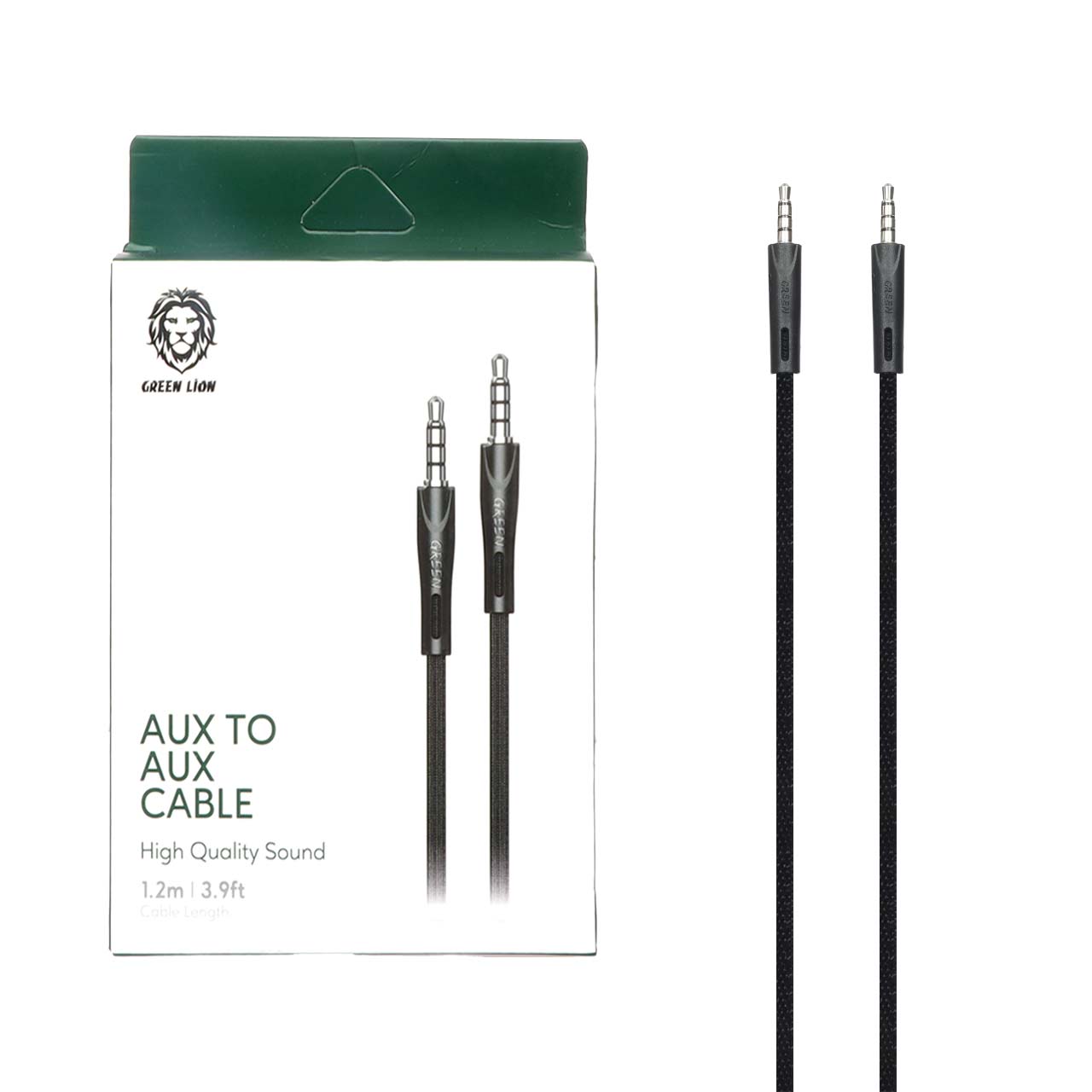 كيبل جرين لايون AUX الى AUX بطول 1.2 متر - اسود | Green AUX 3.5 to AUX 3.5 Cable 1.2M 2.4A - Black