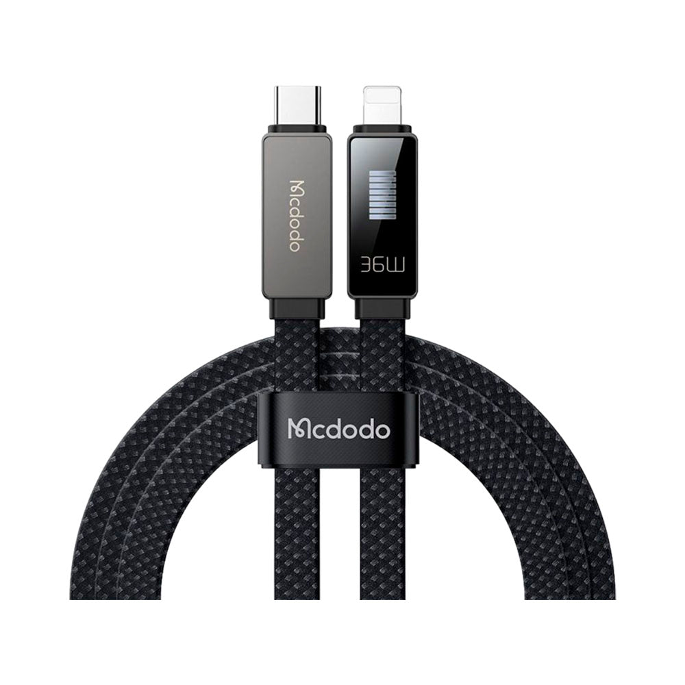 Mcdodo USB-C Lightning Cable 1.2m Rhythm Screen Display 36W PD - كيبل يو اس بي سي الى لايتننغ بطول 1.2متر وشحن سريع بقدرة 36واط من مكدودو