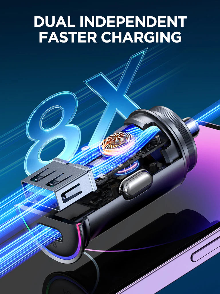 Joyroom JR-CCN04 60W A+C Mini Metal Car Charger – شاحن سيارة معدني جويروم ميني بقوة 60 واط | منفذين A+C