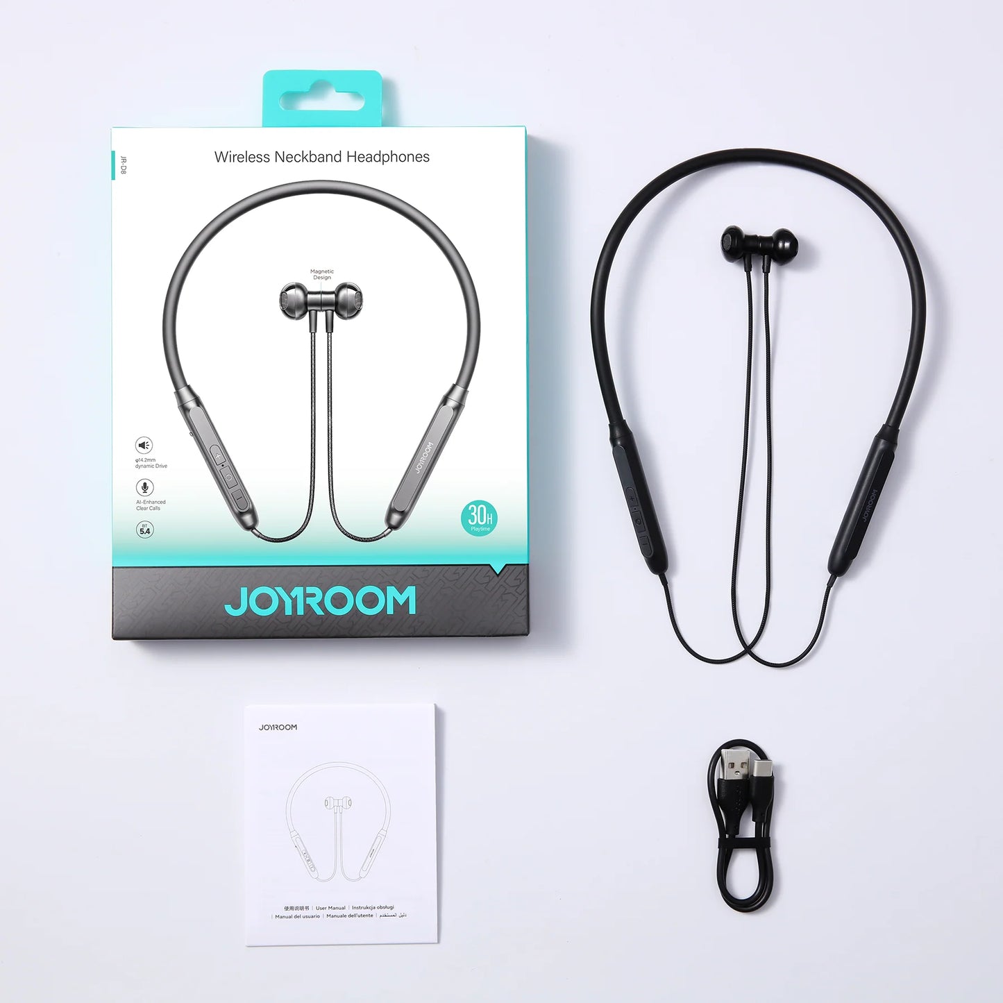 JOYROOM JR-D8 Wireless Neckband – سماعة جويروم أداء قوي ومكالمات واضحة لمدة 30 ساعة