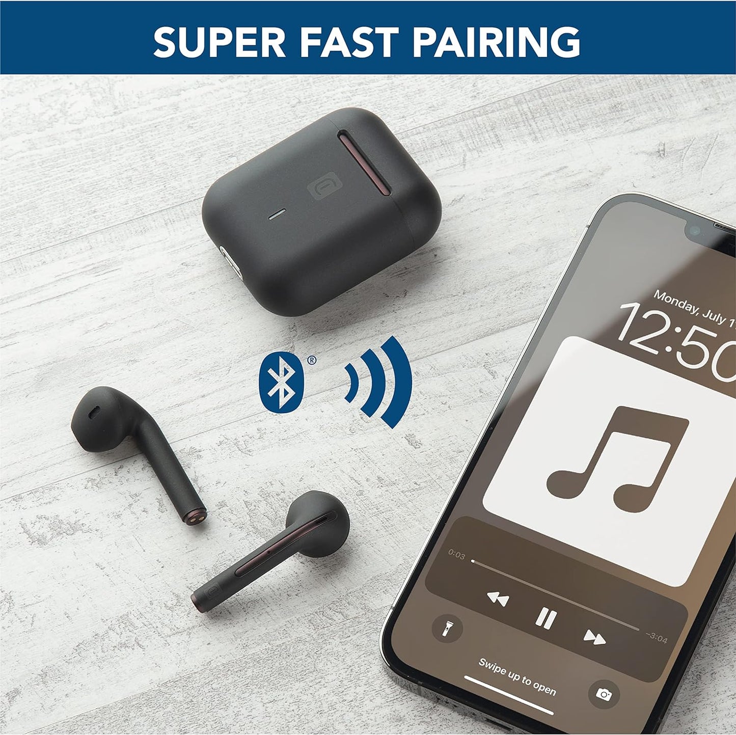 Cellularline Bluetooth 5.0 HiFi Stereo Headphones with Charging Case - سماعات رأس ستيريو بلوتوث 5.0 هاي في مع علبة شحن من سليولارلاين