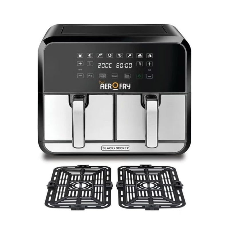 Black+Decker Digital Dual Zone Air Fryer DZAF1700-B5 -قلاية هواء رقمية مزدوجة المنطقة بلاك آند ديكر، 8 لتر، 1700 وات